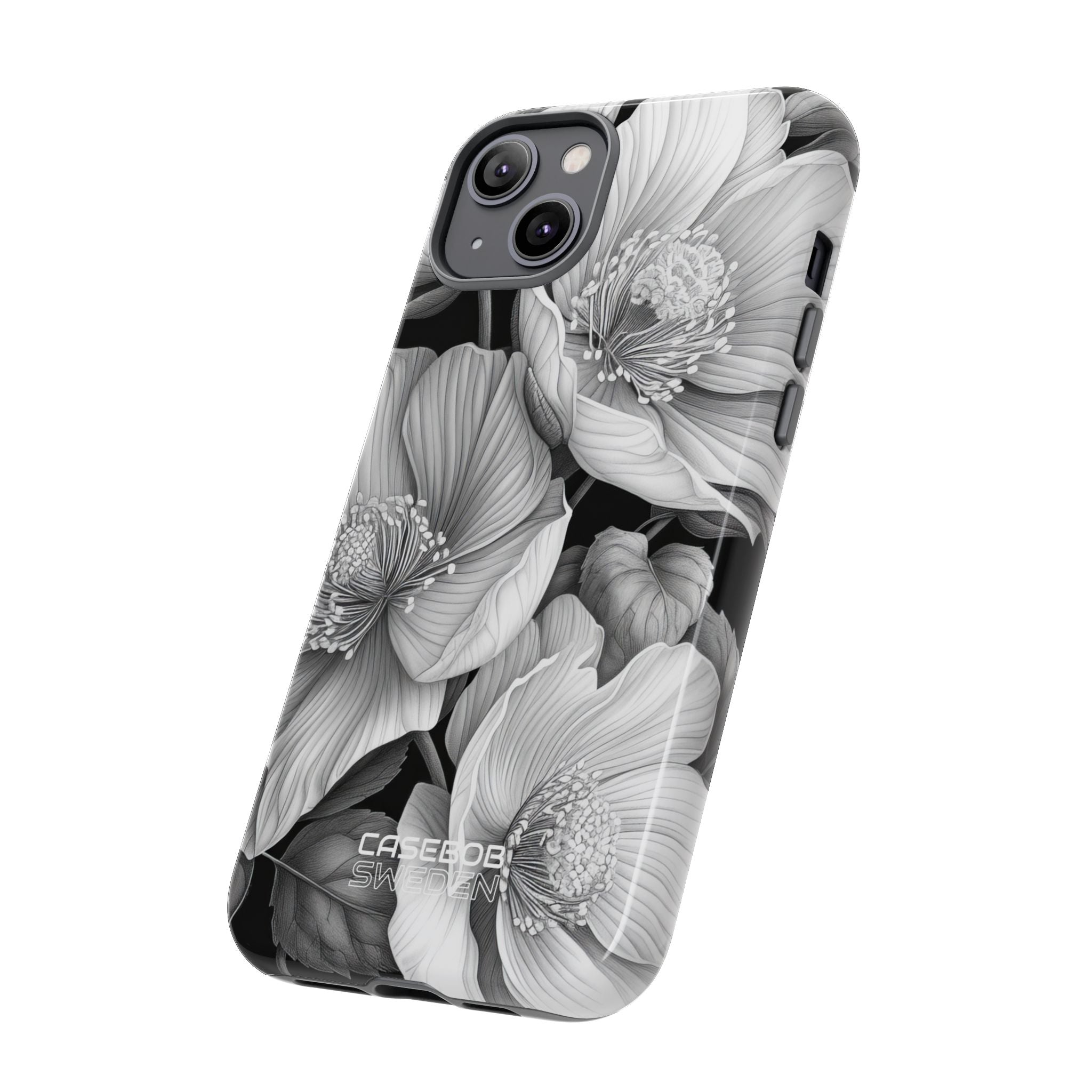 Monochrome Petal Dance iPhone 14 - Tough