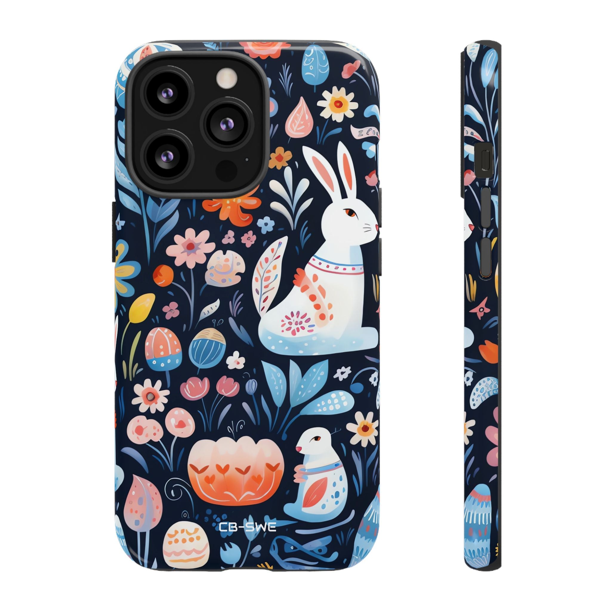 Bunnies Play Among Flowers - iPhone Case