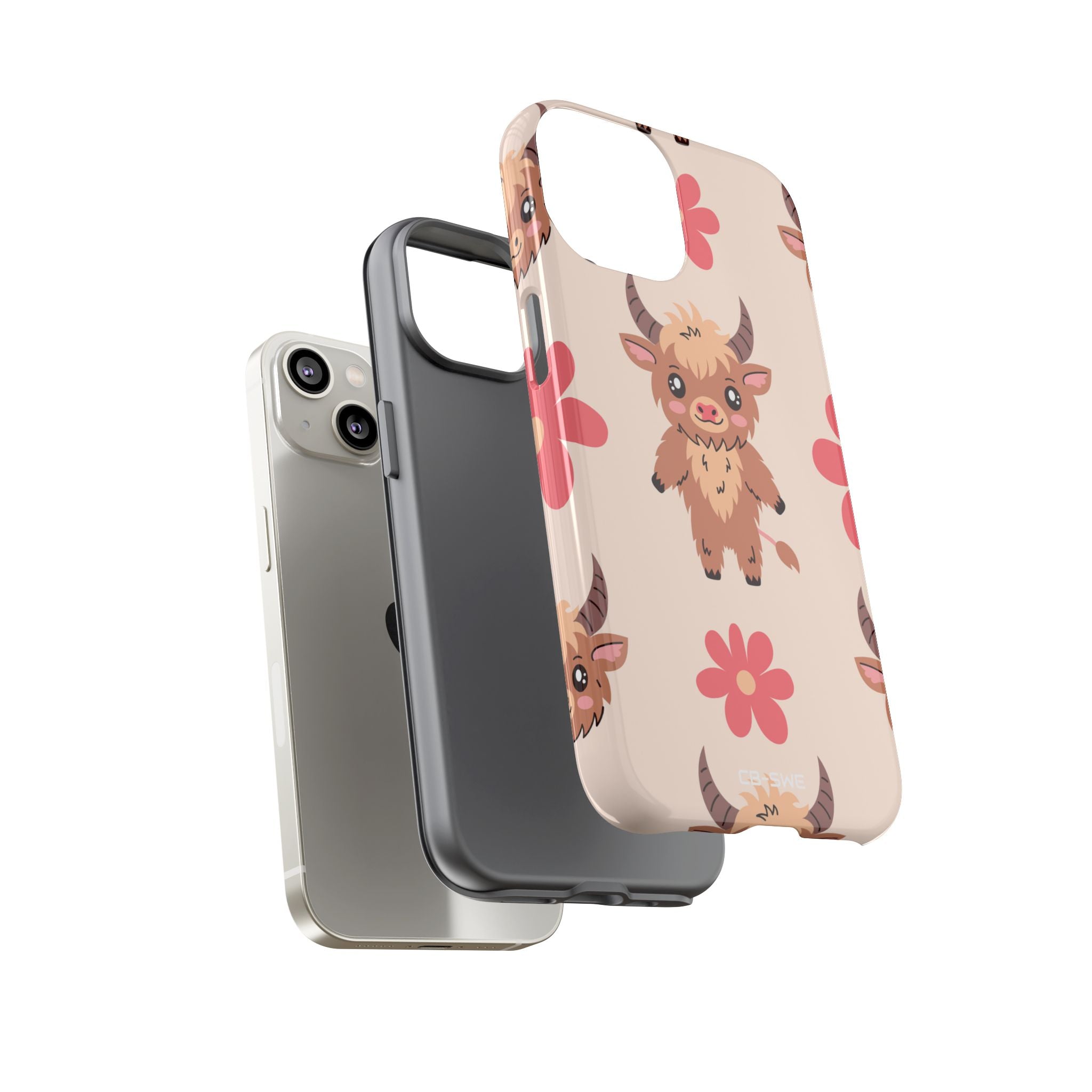 Cute Cattle & Flowers - iPhone Case