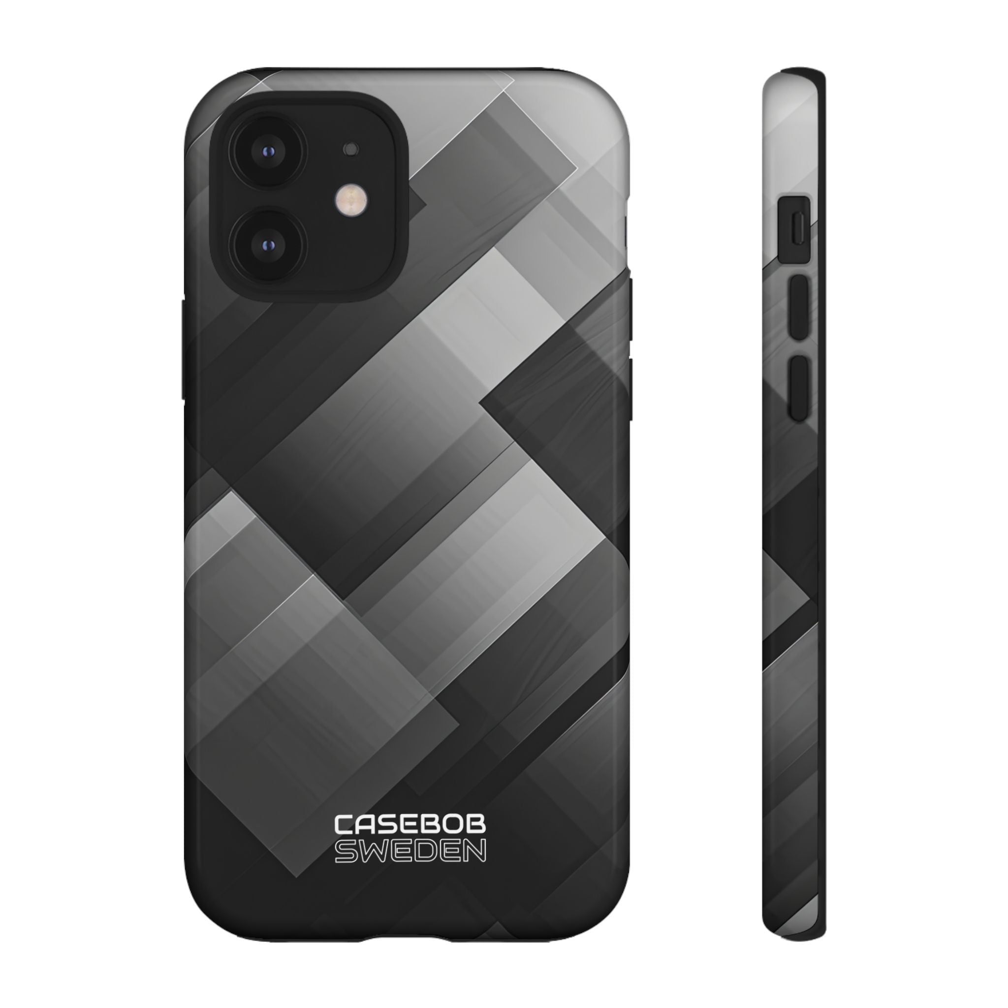 Grayscale Geometric Layers iPhone 12 - Tough