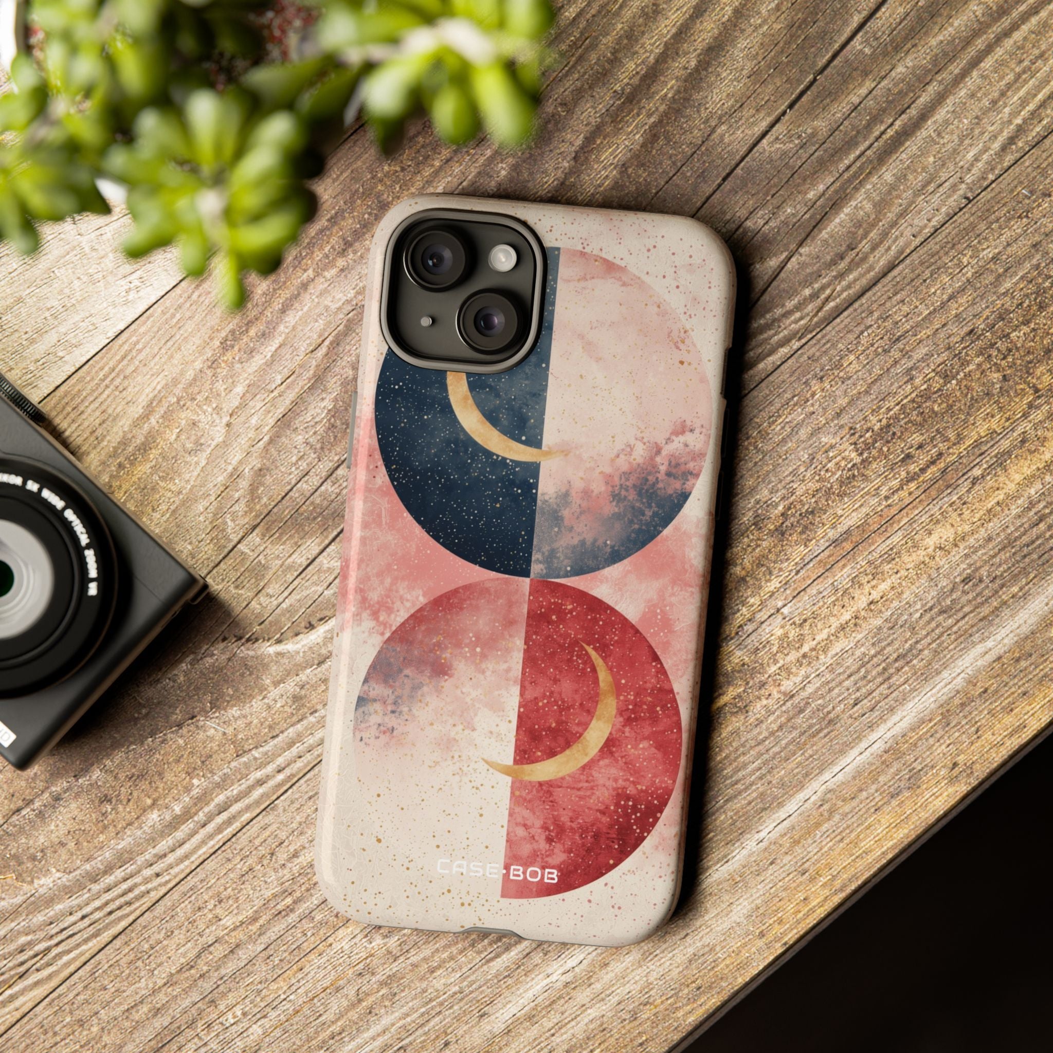 Golden Crescent Circles iPhone 15 Plus Case - Tough