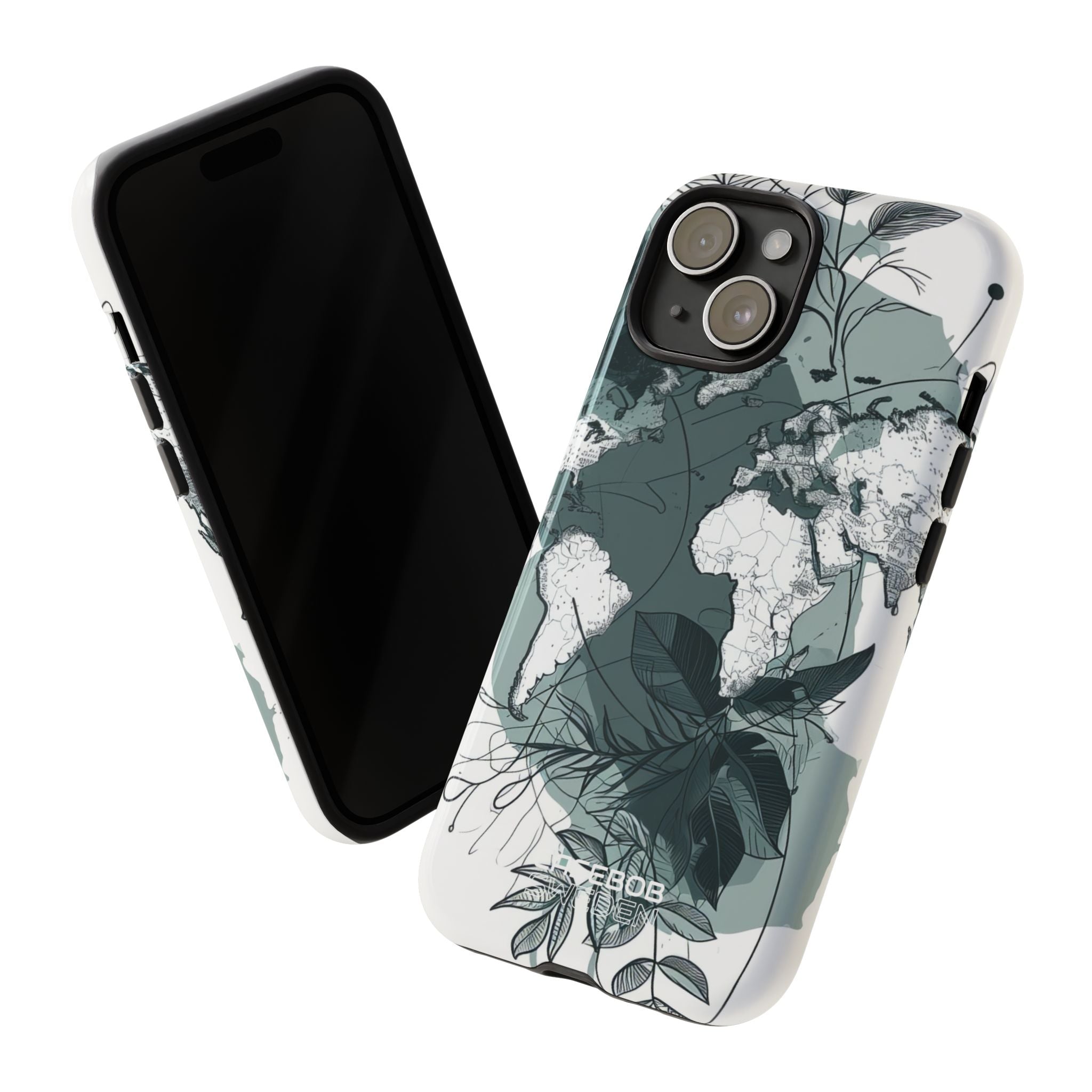 Botanische Weltkarte iPhone 15 – Robust