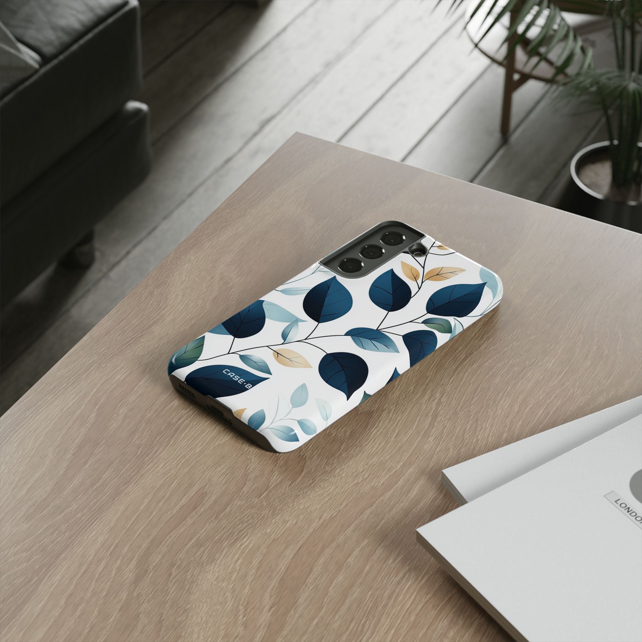 Navy Leaf Veins Samsung S22 Case - Tough