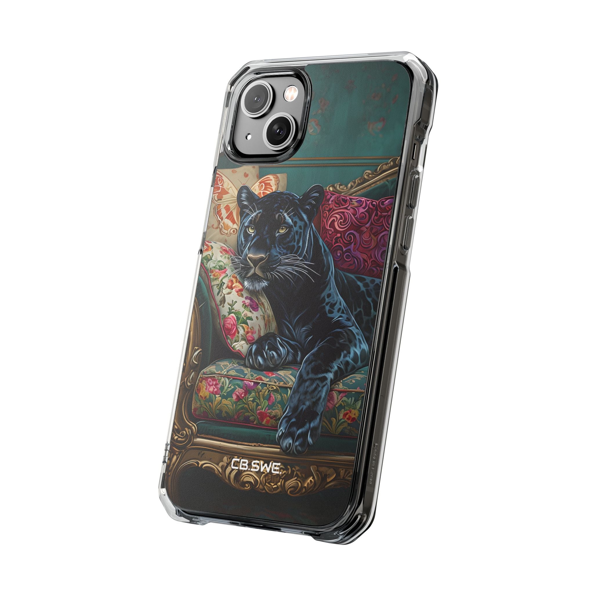 Serene Black Panther Vintage Royal Living Room Art iPhone 14 - Impact Clear+