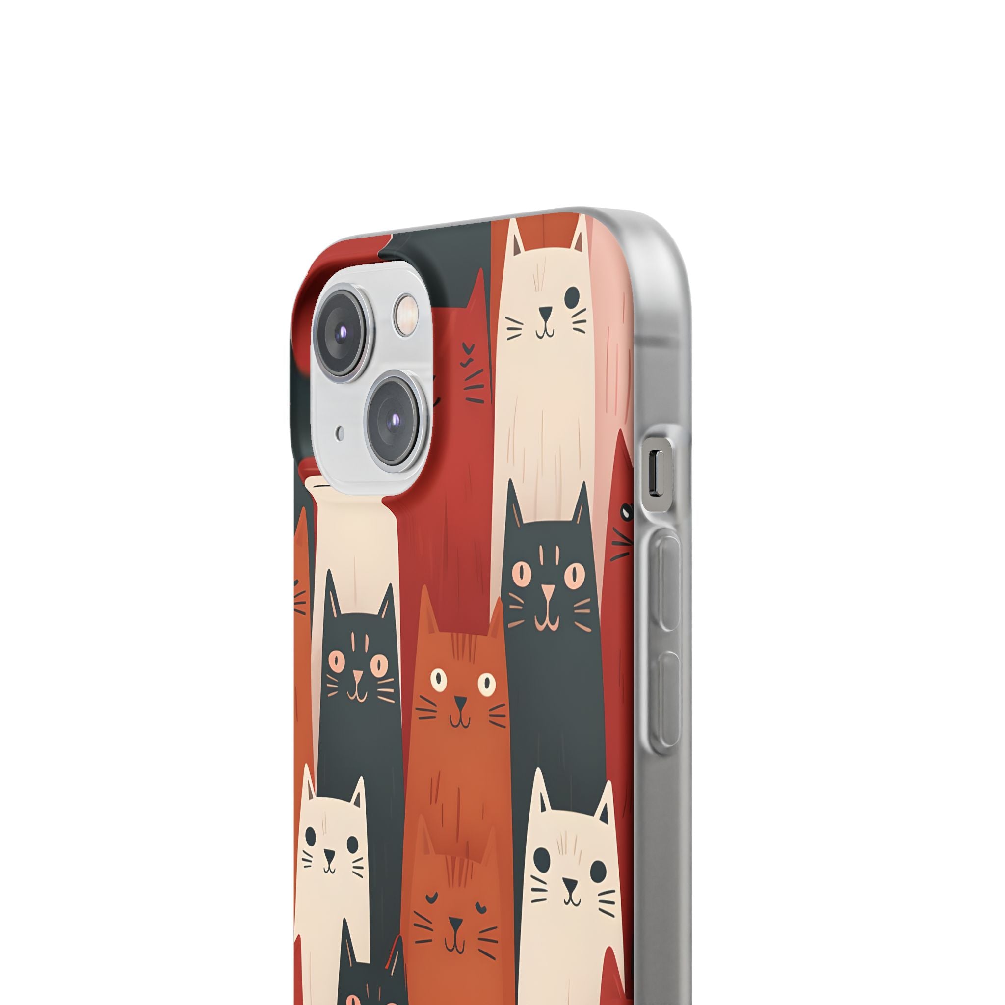 Elongated Cats Black iPhone 14 Case - Soft