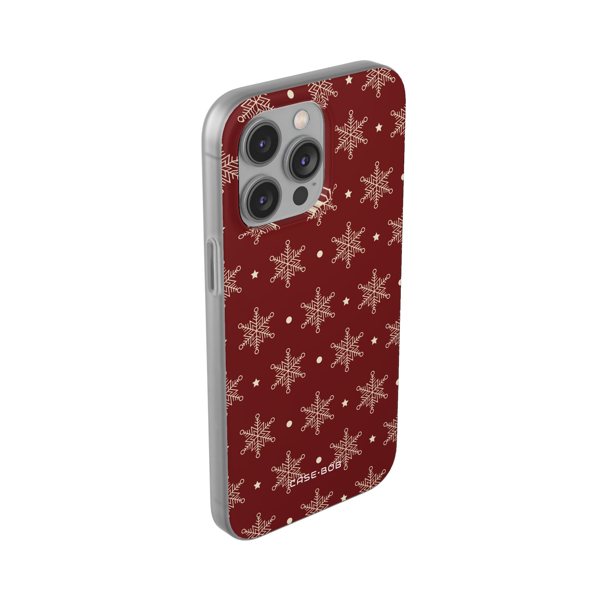 Cream Snowflake Crimson iPhone 14 Pro Max Case - Soft