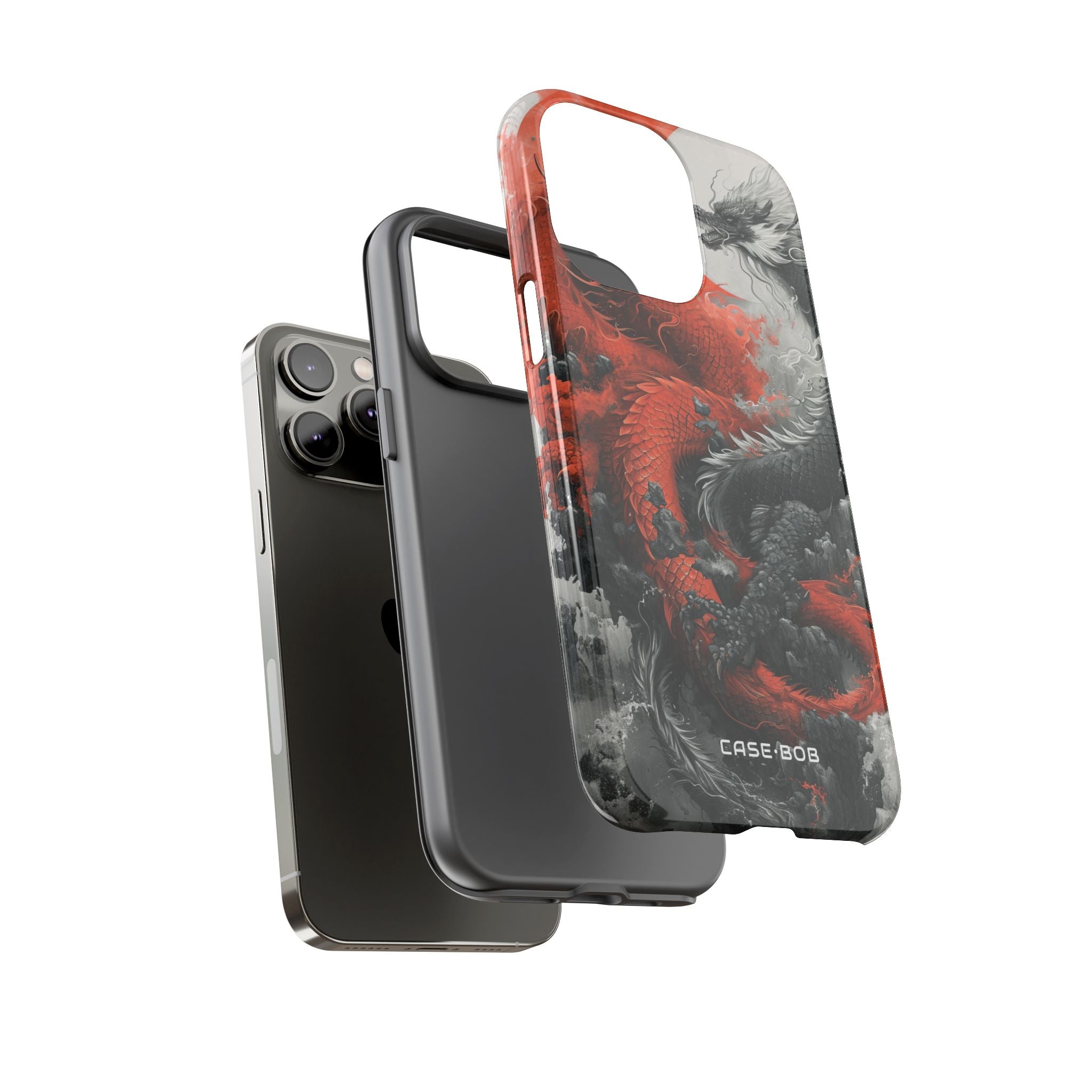 Twin Dragons Crimson iPhone 14 Pro Max Case - Tough