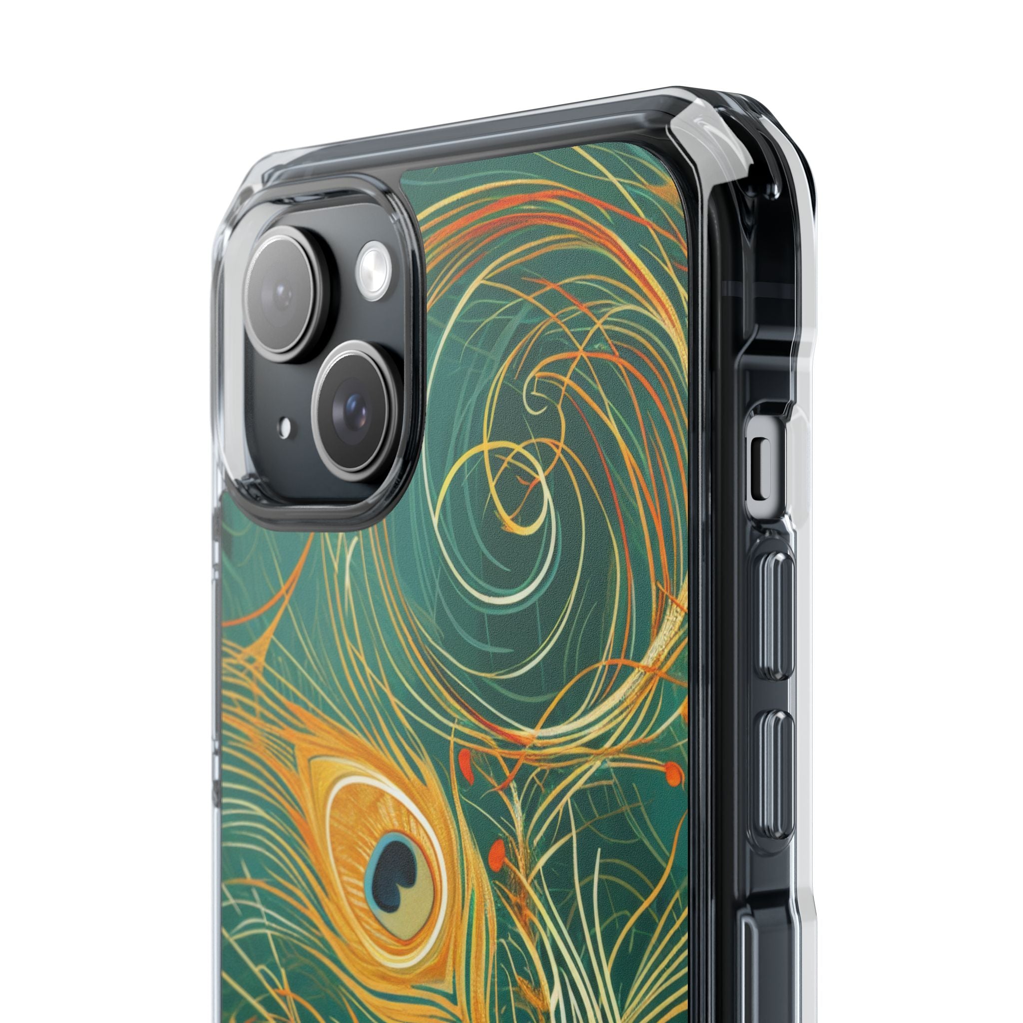 Vibrant Peacock Whirl iPhone 15 - Impact Clear+