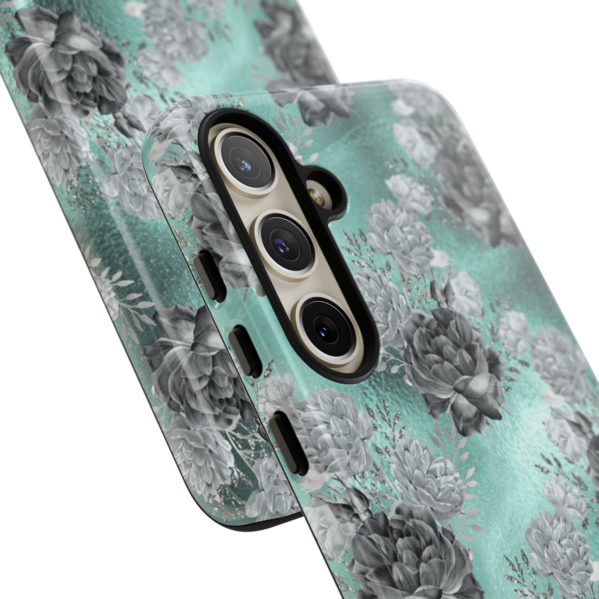 Teal Floral Elegance - Samsung Case