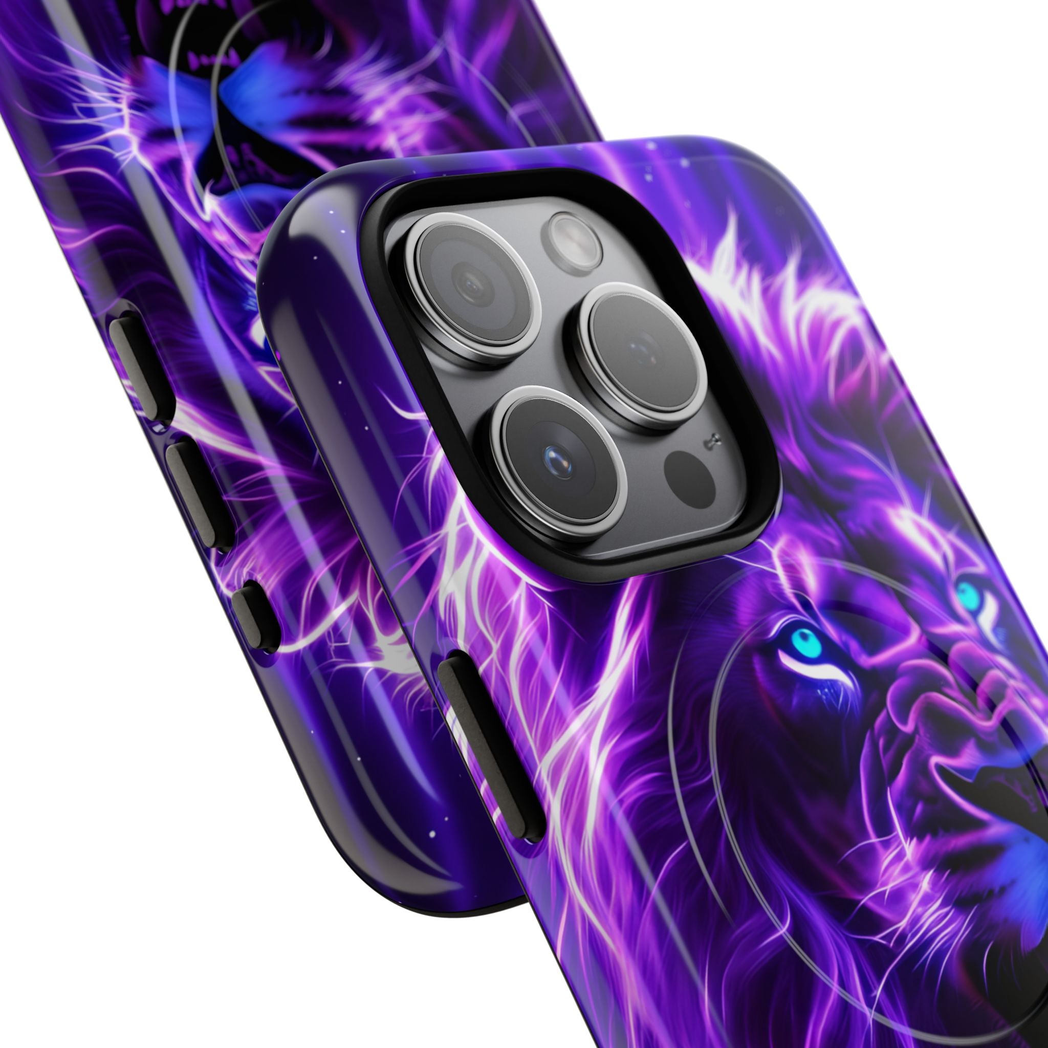 Vibrant Neon Lion Artwork Mystical Atmosphere Mobile Wallpaper iPhone 15 - Tough+