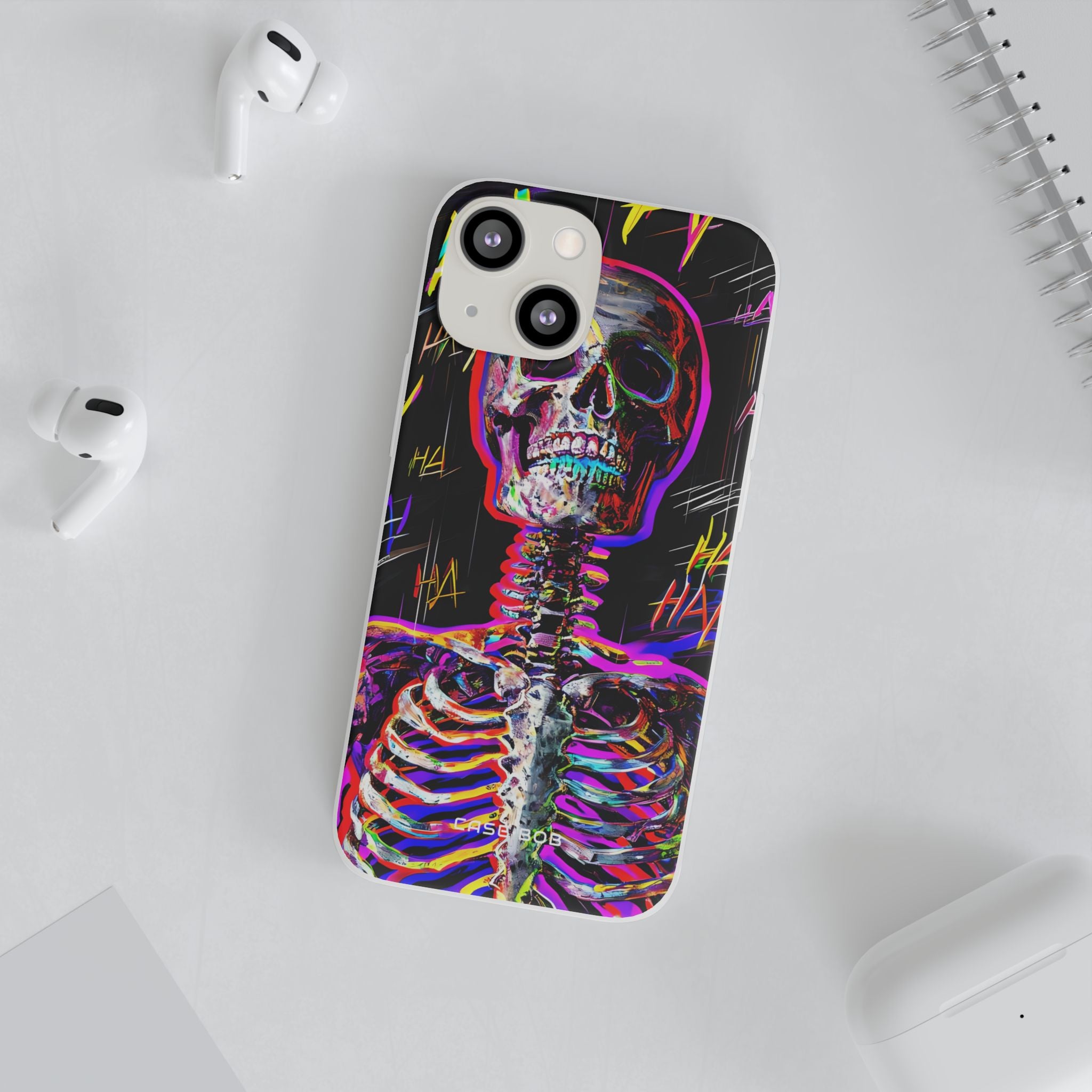 Neon Skeleton Laugh iPhone 13 mini Case - Soft
