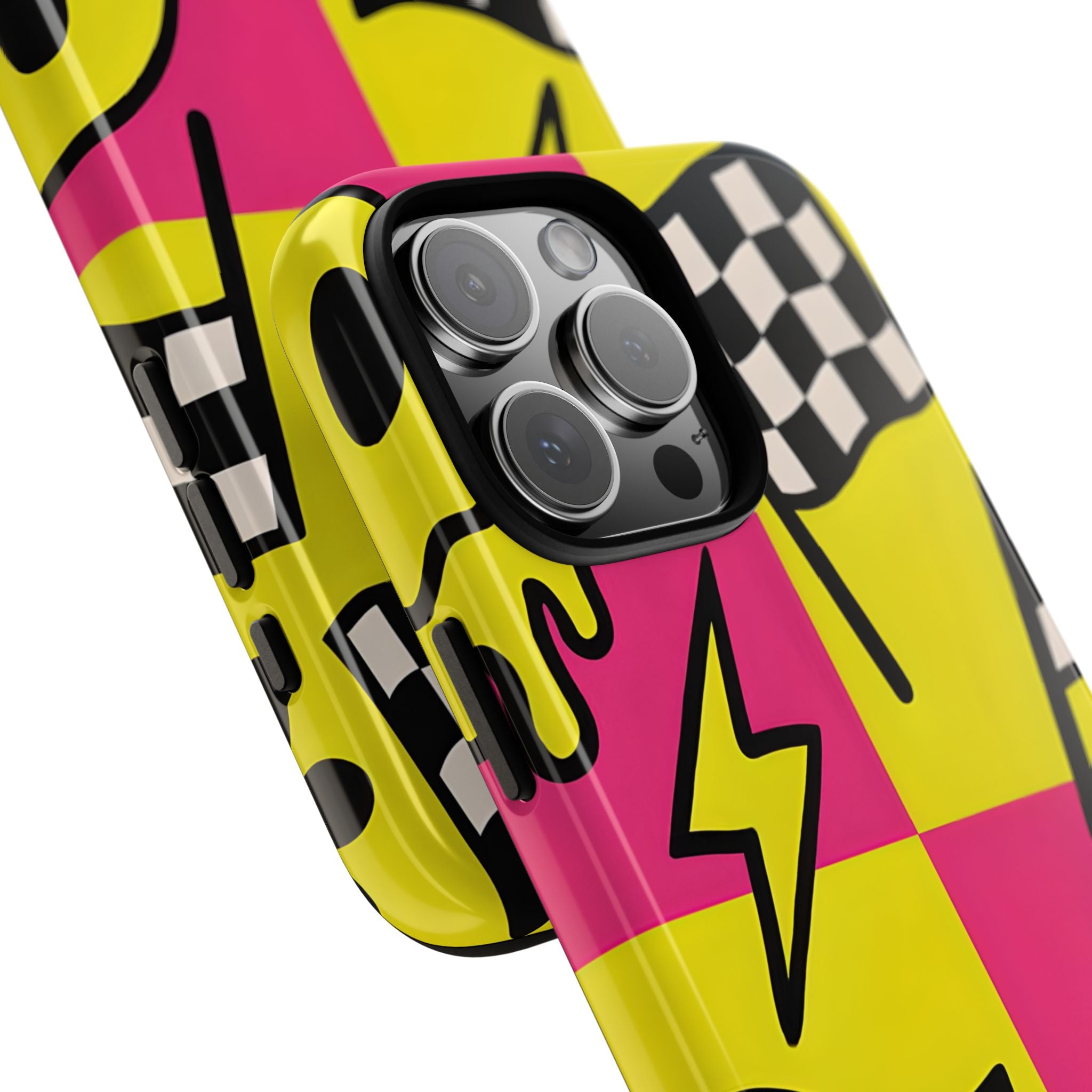 Vibrant Pop Art Smiling Faces and Lightning iPhone 16 - Tough