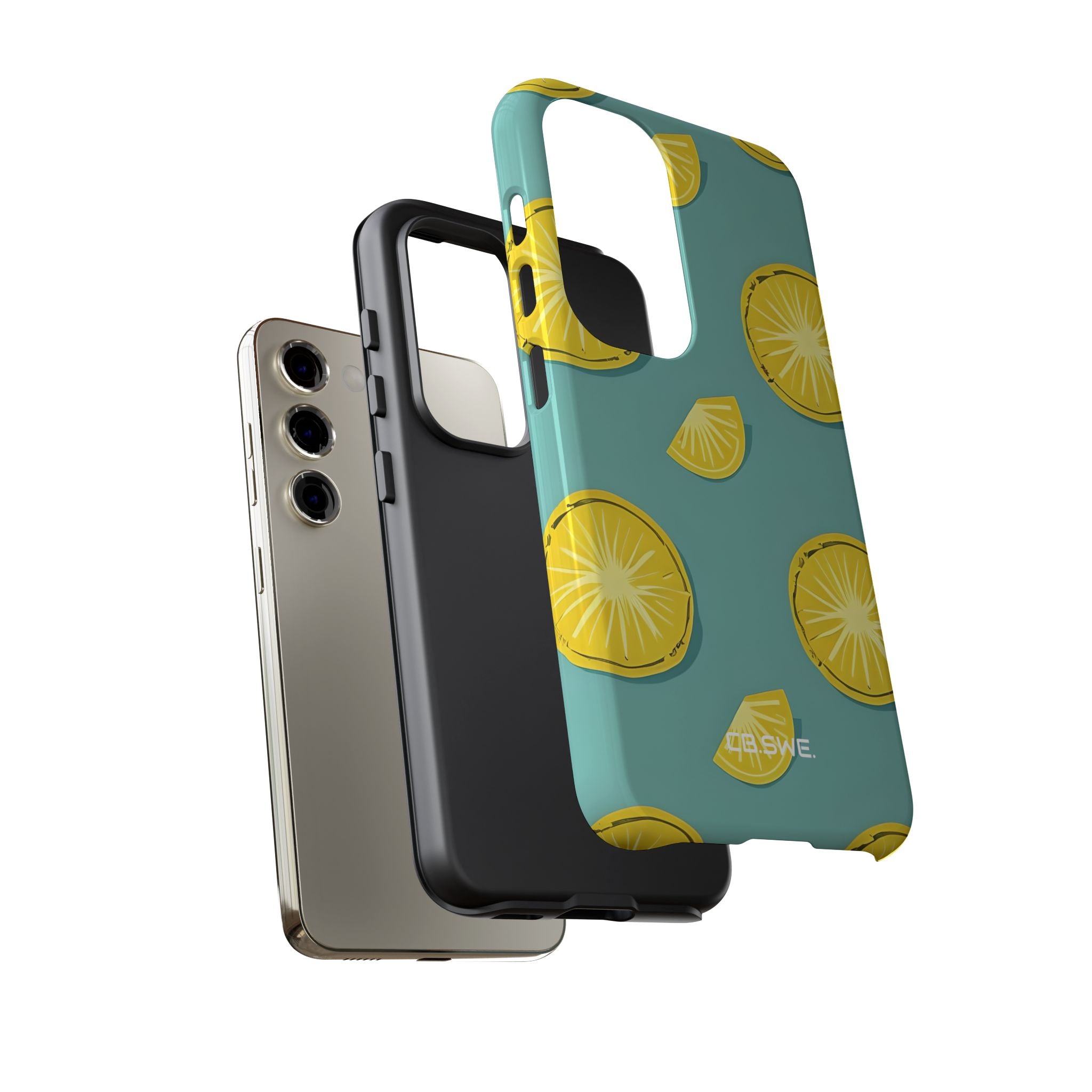 Bright Yellow Pineapple Slice on Teal Samsung S23 - Tough