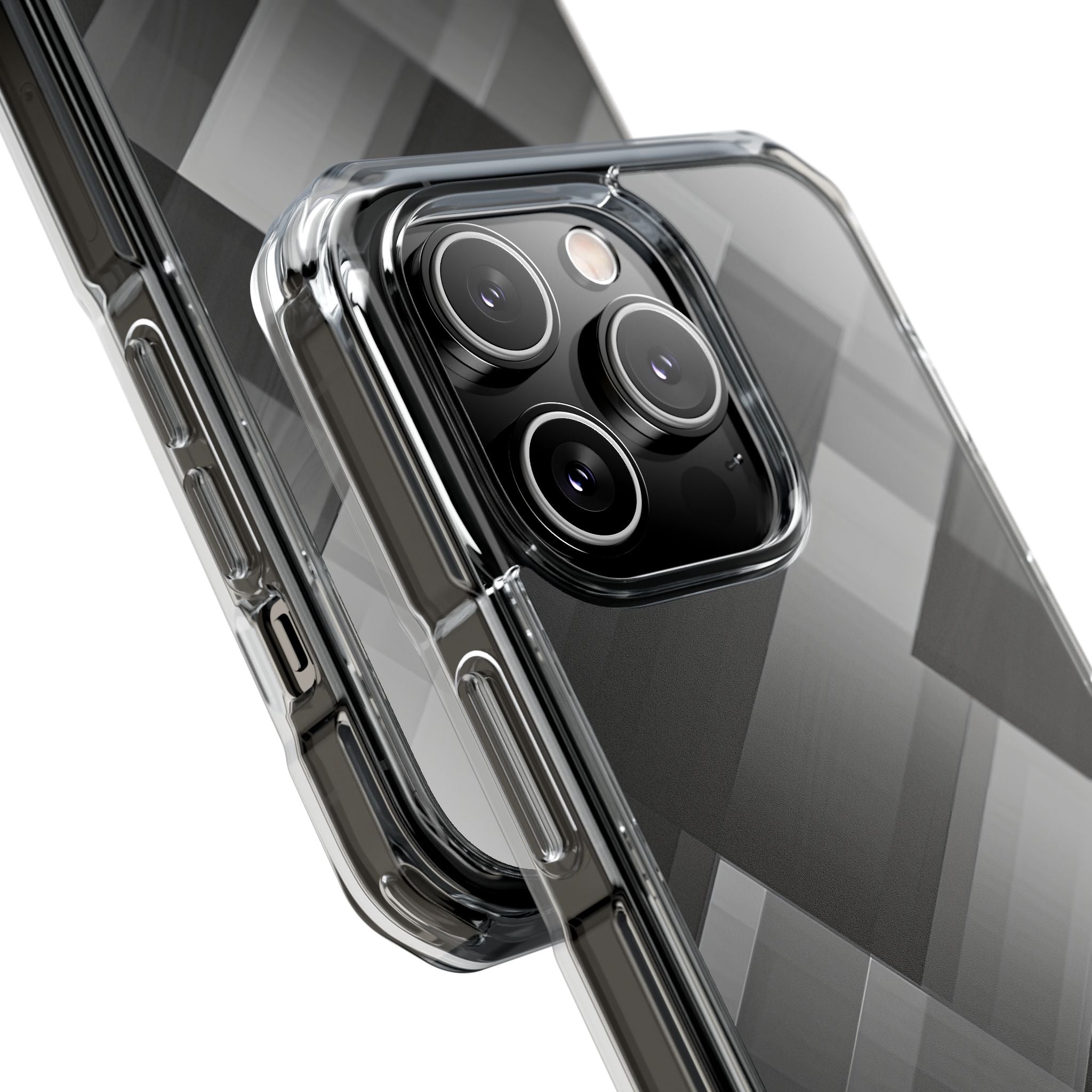 Grayscale Geometric Layers iPhone 14 - Impact Clear+