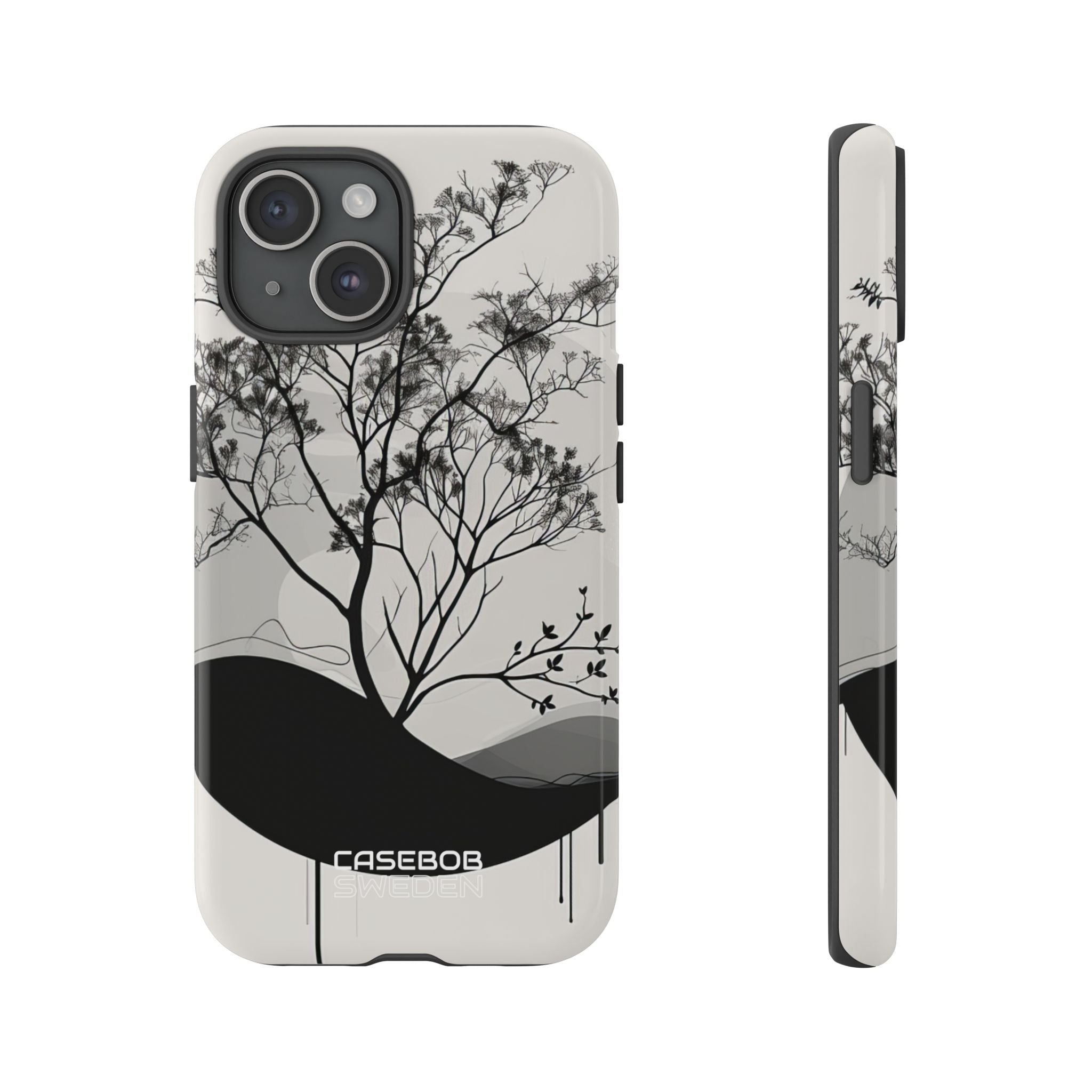 Monochrome Drip Tree iPhone 15 - Resistente