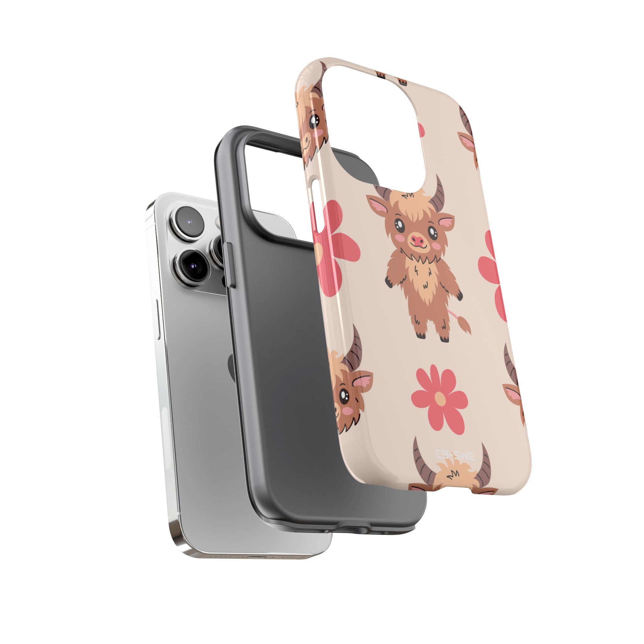 Cute Cattle & Flowers - iPhone Case