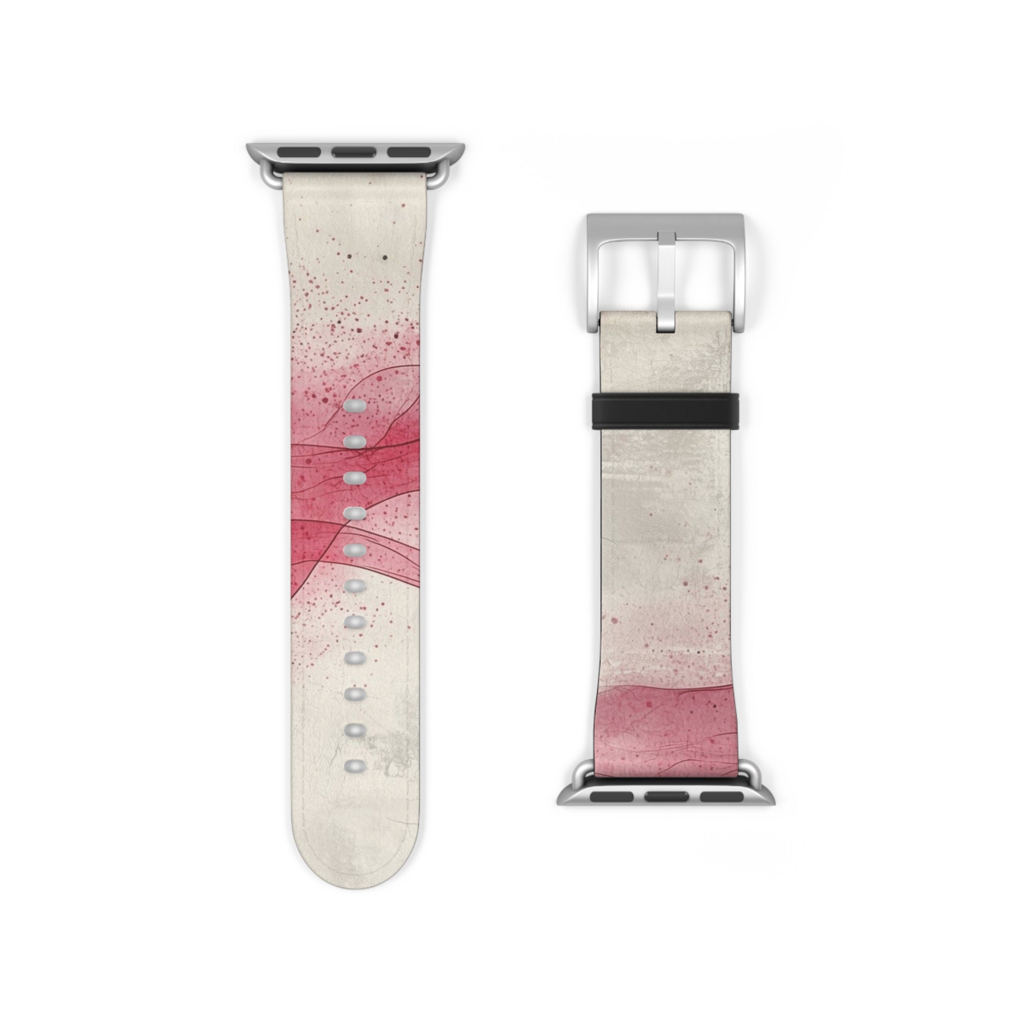 Crimson Ribbon Waves - Watch Band