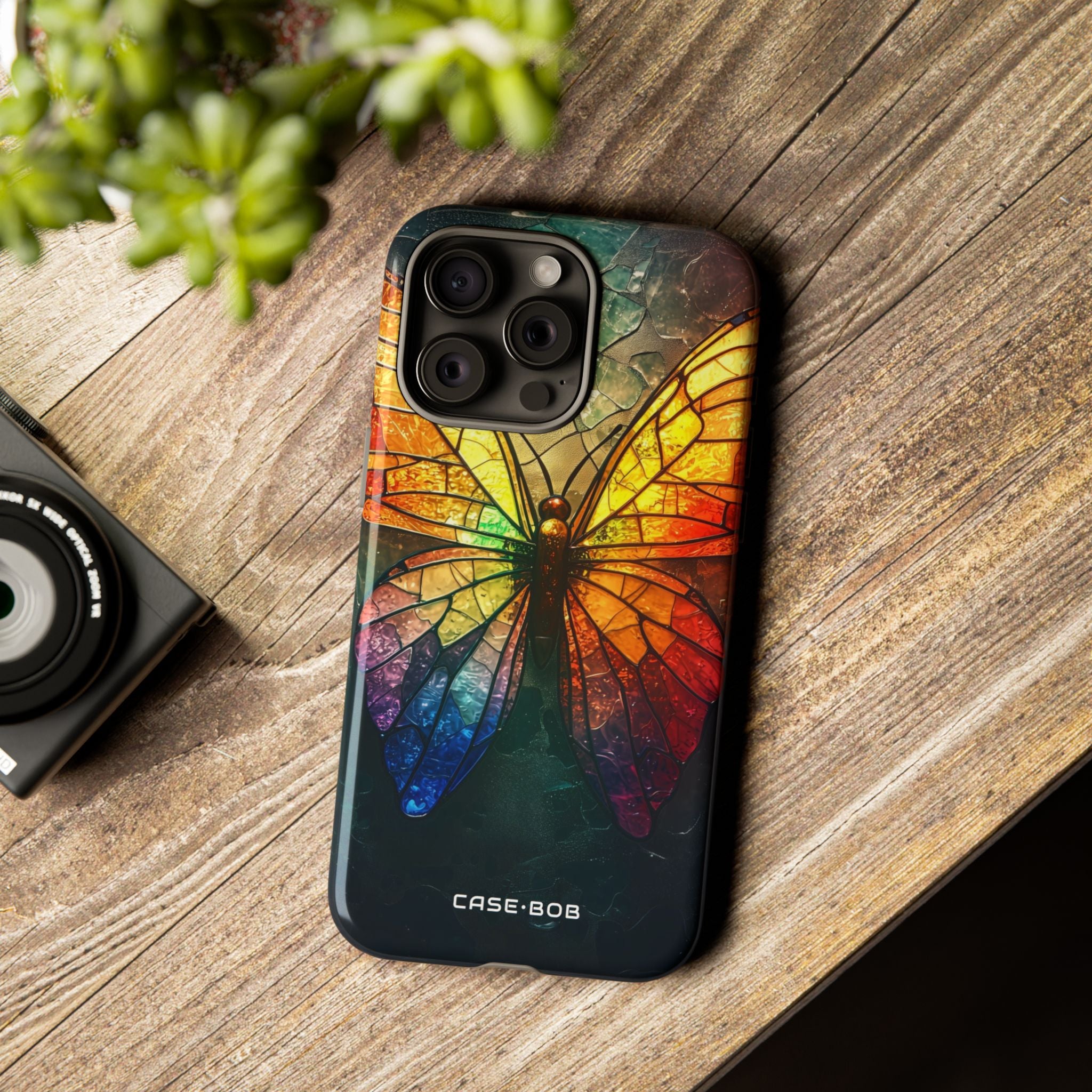 Stained Glass Butterfly iPhone 15 Pro Max Case - Tough