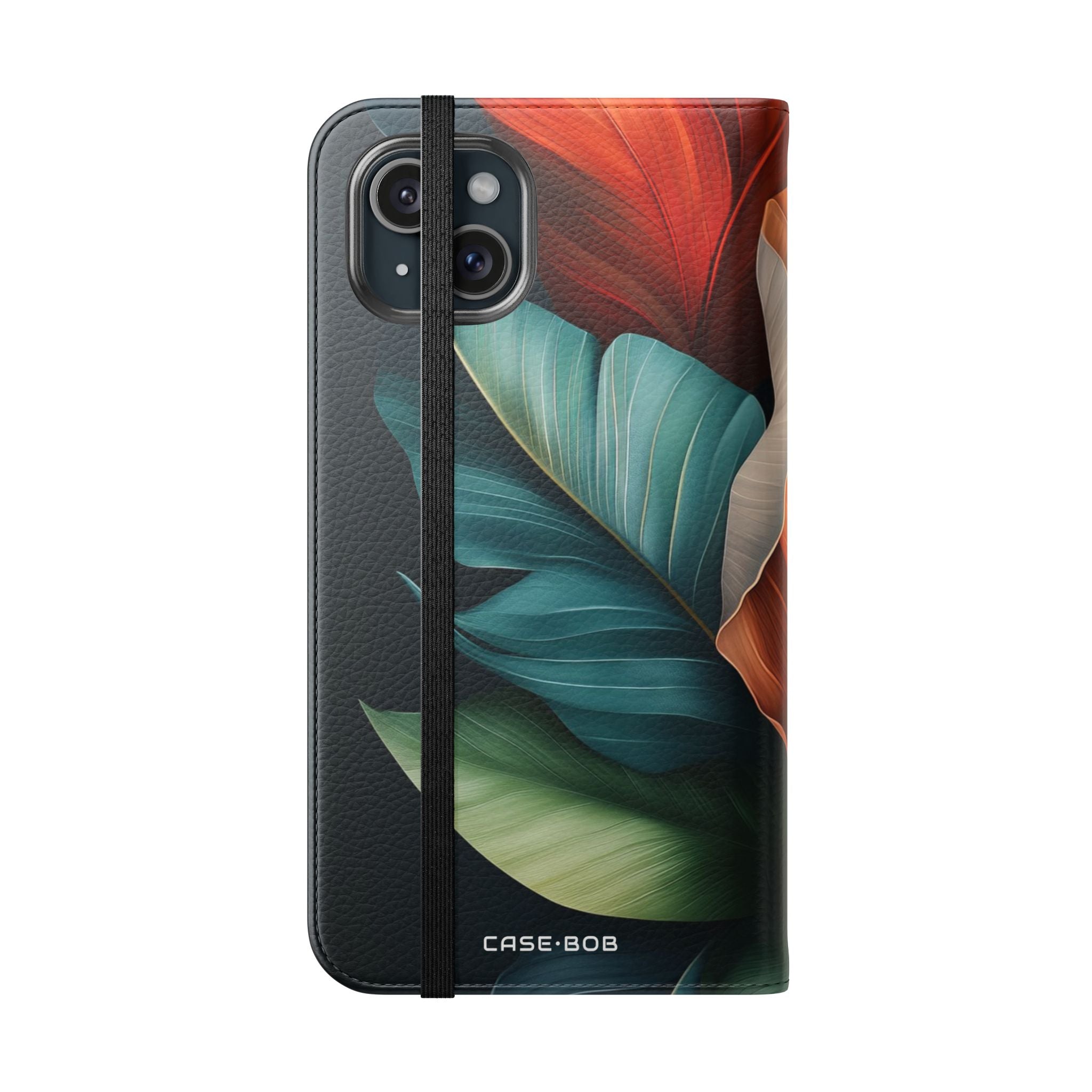 Tropical Ember Leaves - iPhone 15 Plus Case - Wallet