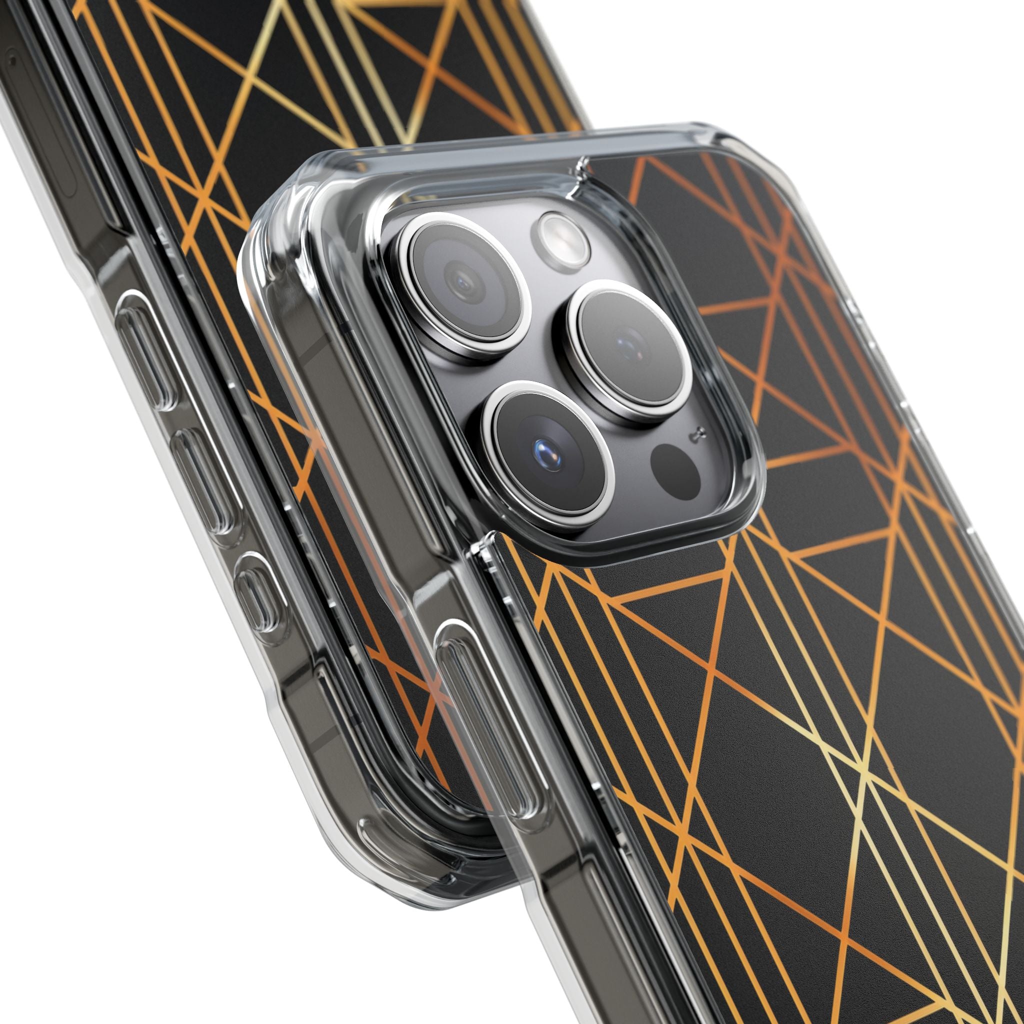 Golden Geometric Elegance iPhone 15 - Impact Clear+