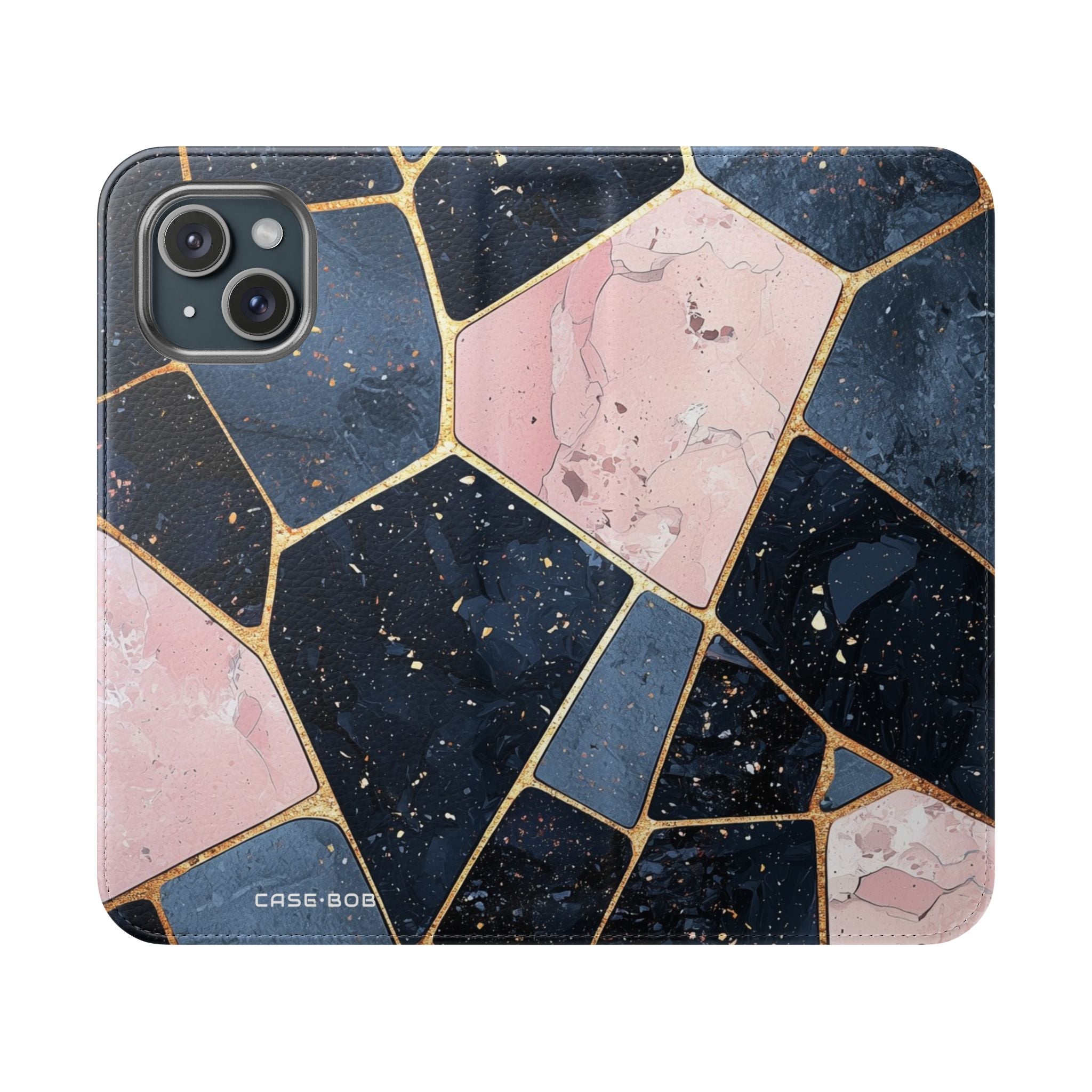 Golden Mosaic Navy - iPhone 15 Case - Wallet