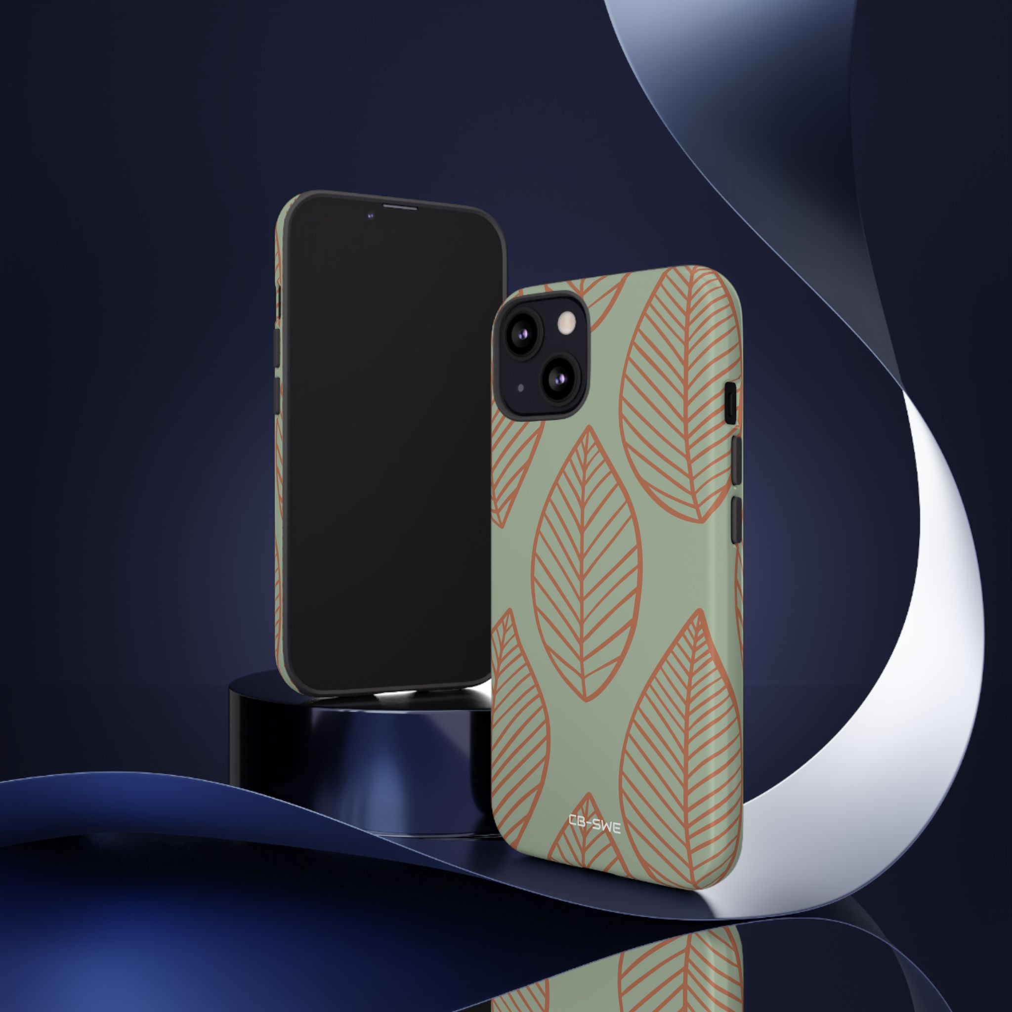 Mint and Orange Leaves - iPhone Case
