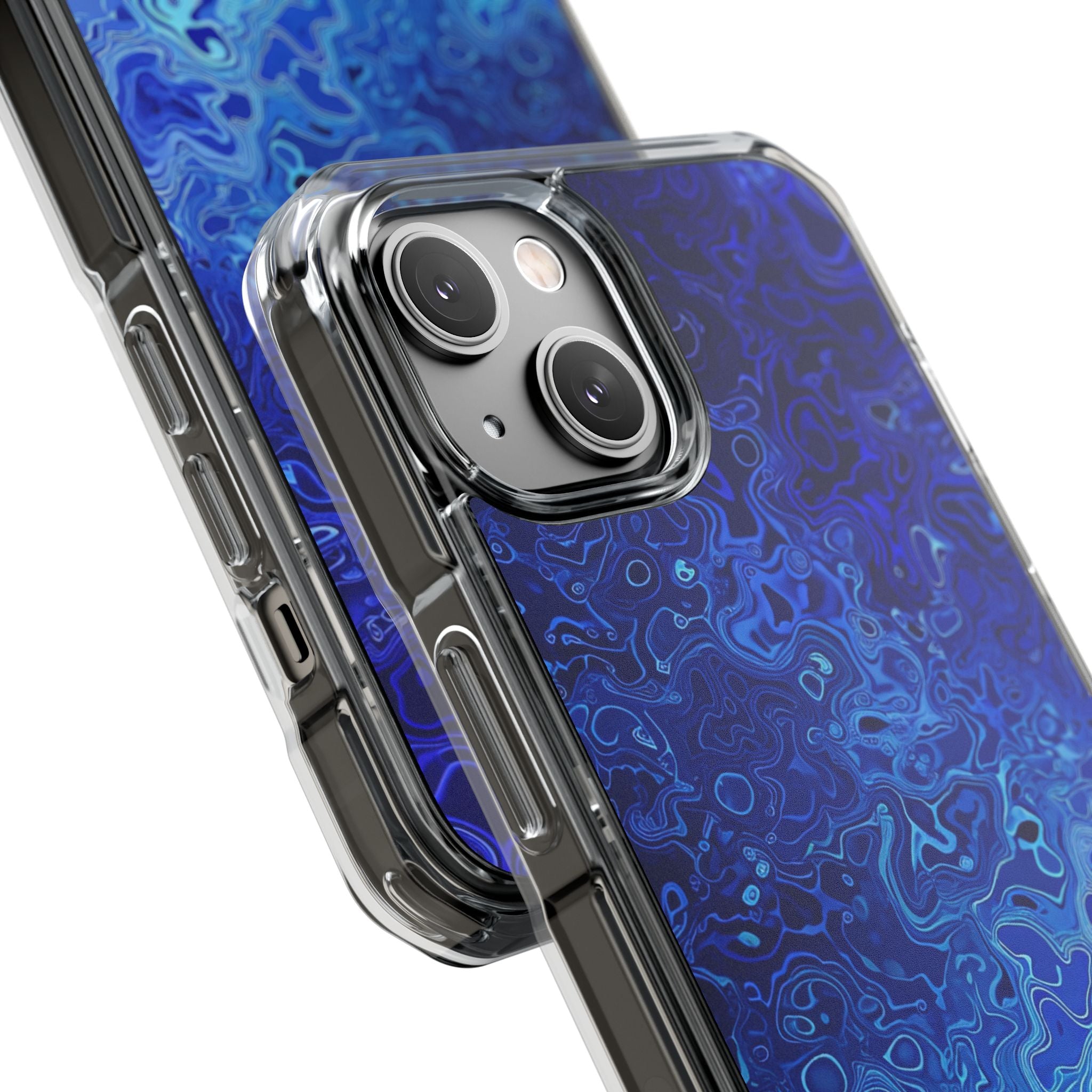 Swirling Blue Currents iPhone 14 - Impact Clear+