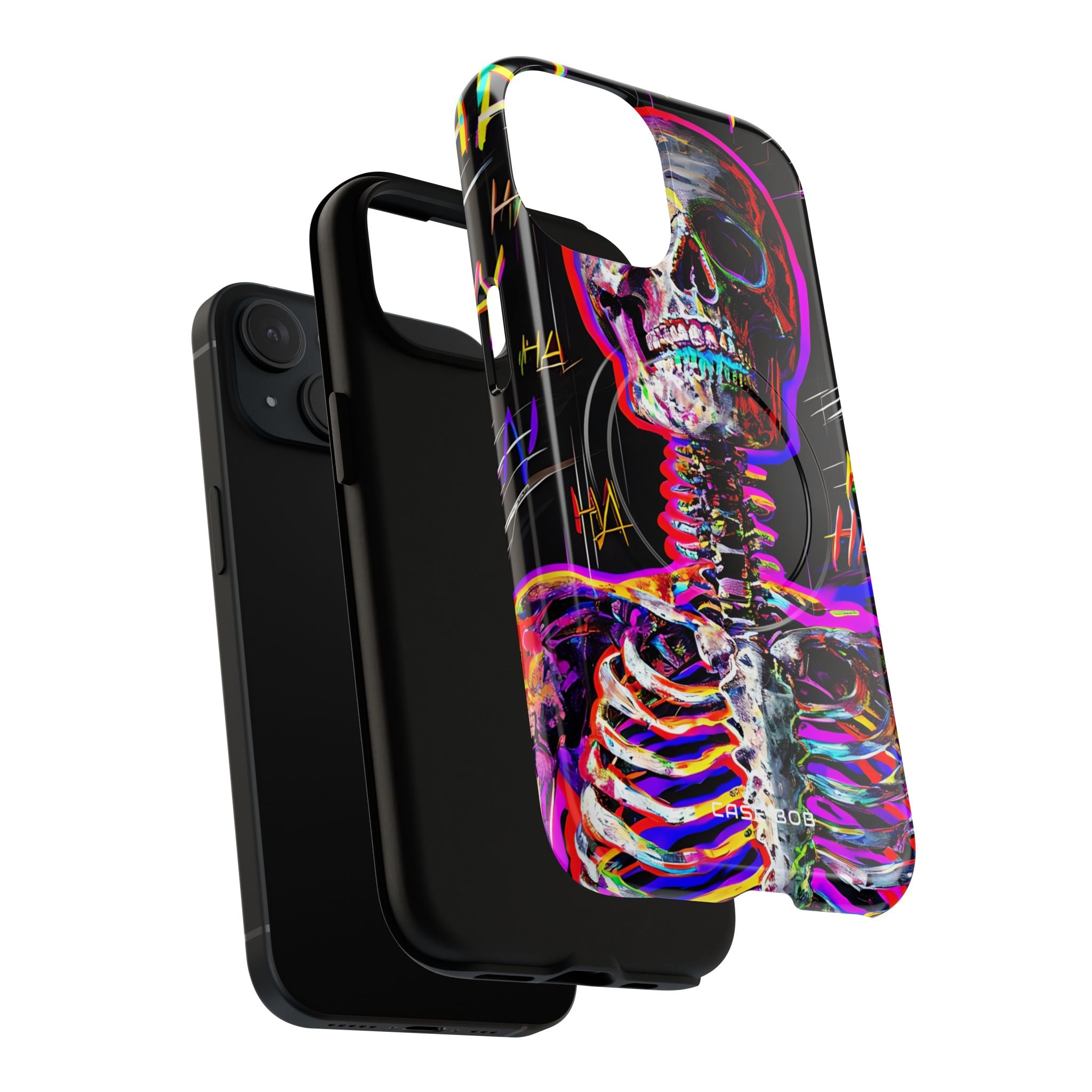 Neon Skeleton Laugh iPhone 15 Case - Tough+