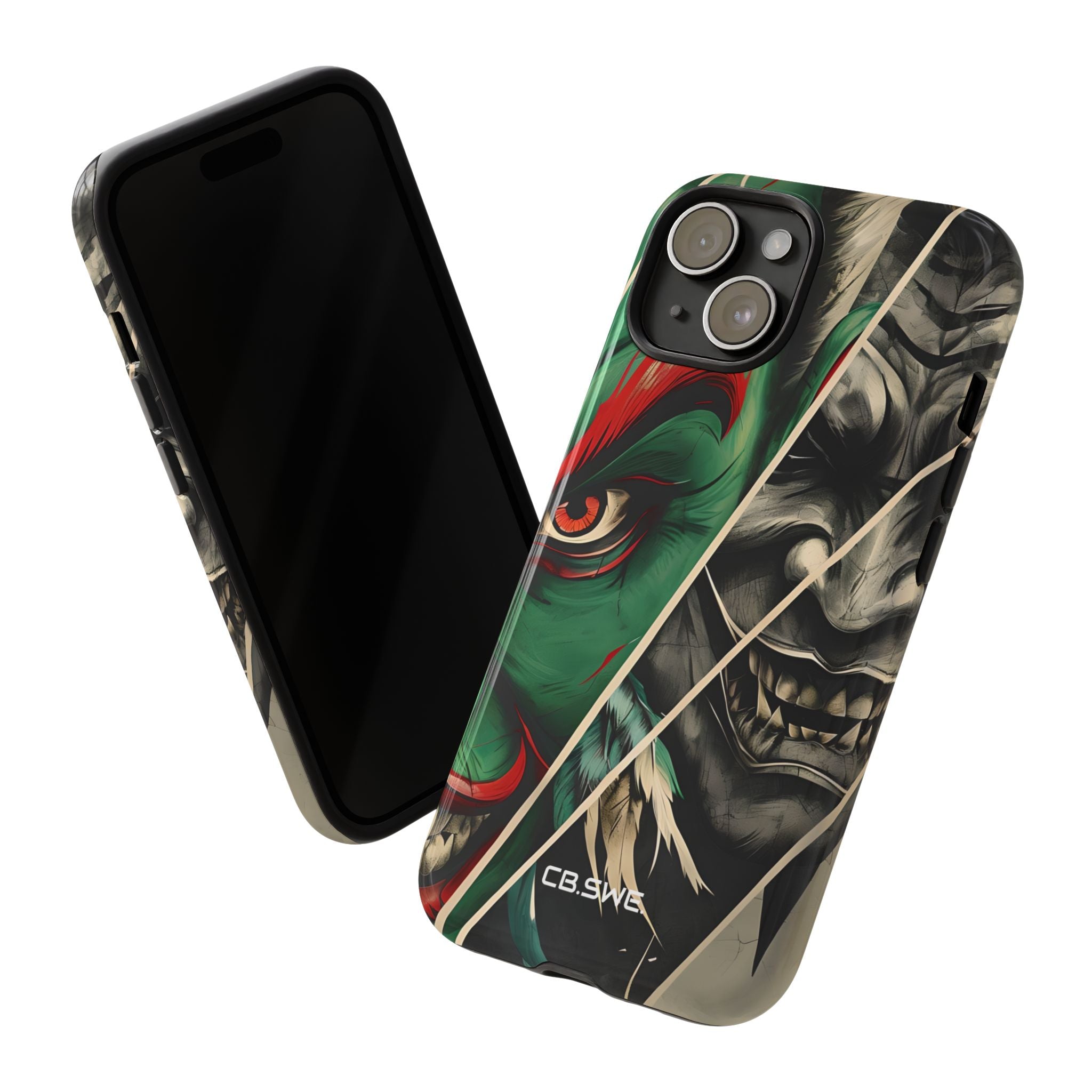 Striking Japanese Mask Art Vivid Colors iPhone 15 - Tough