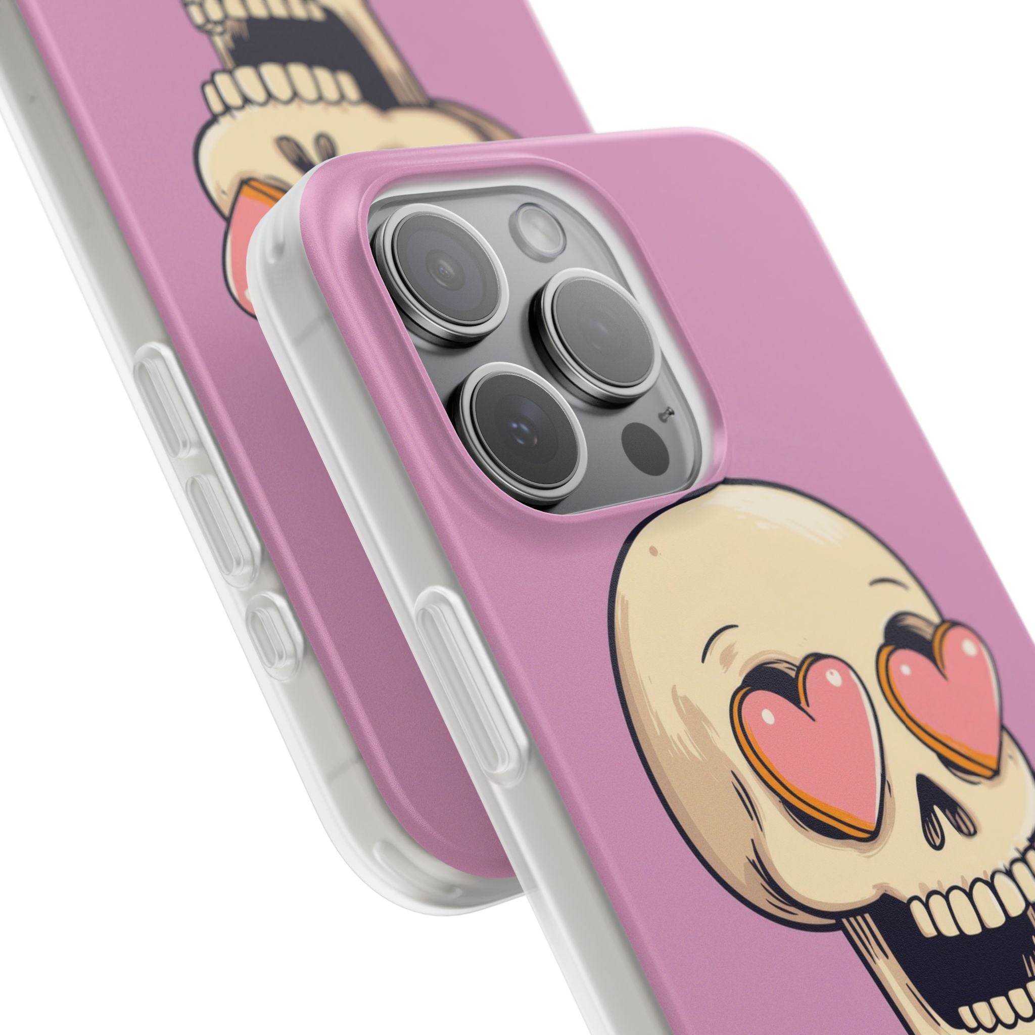 Heart Eyed Skull iPhone 15 Pro Max Case - Soft