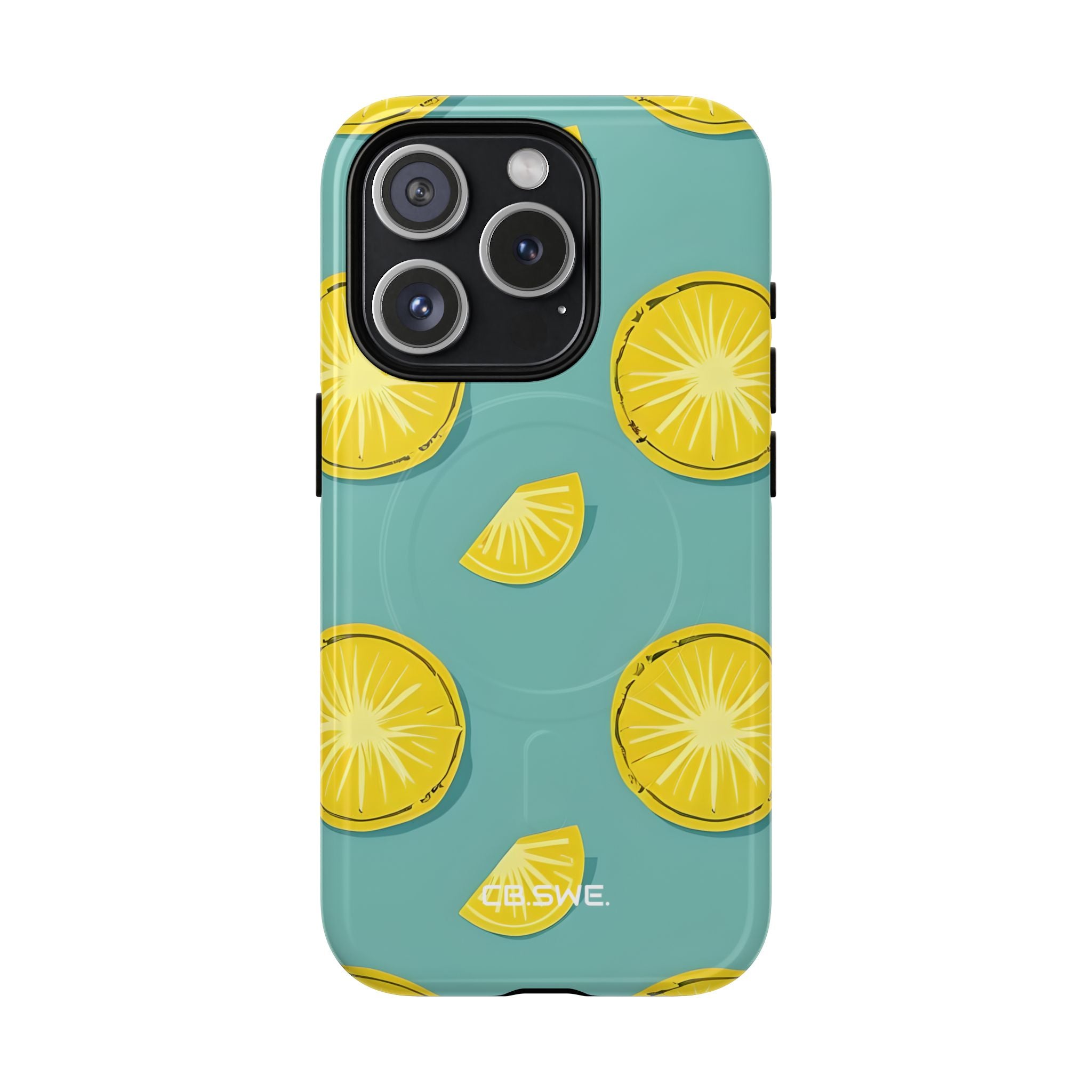 Bright Yellow Pineapple Slice on Teal iPhone 15 - Tough+