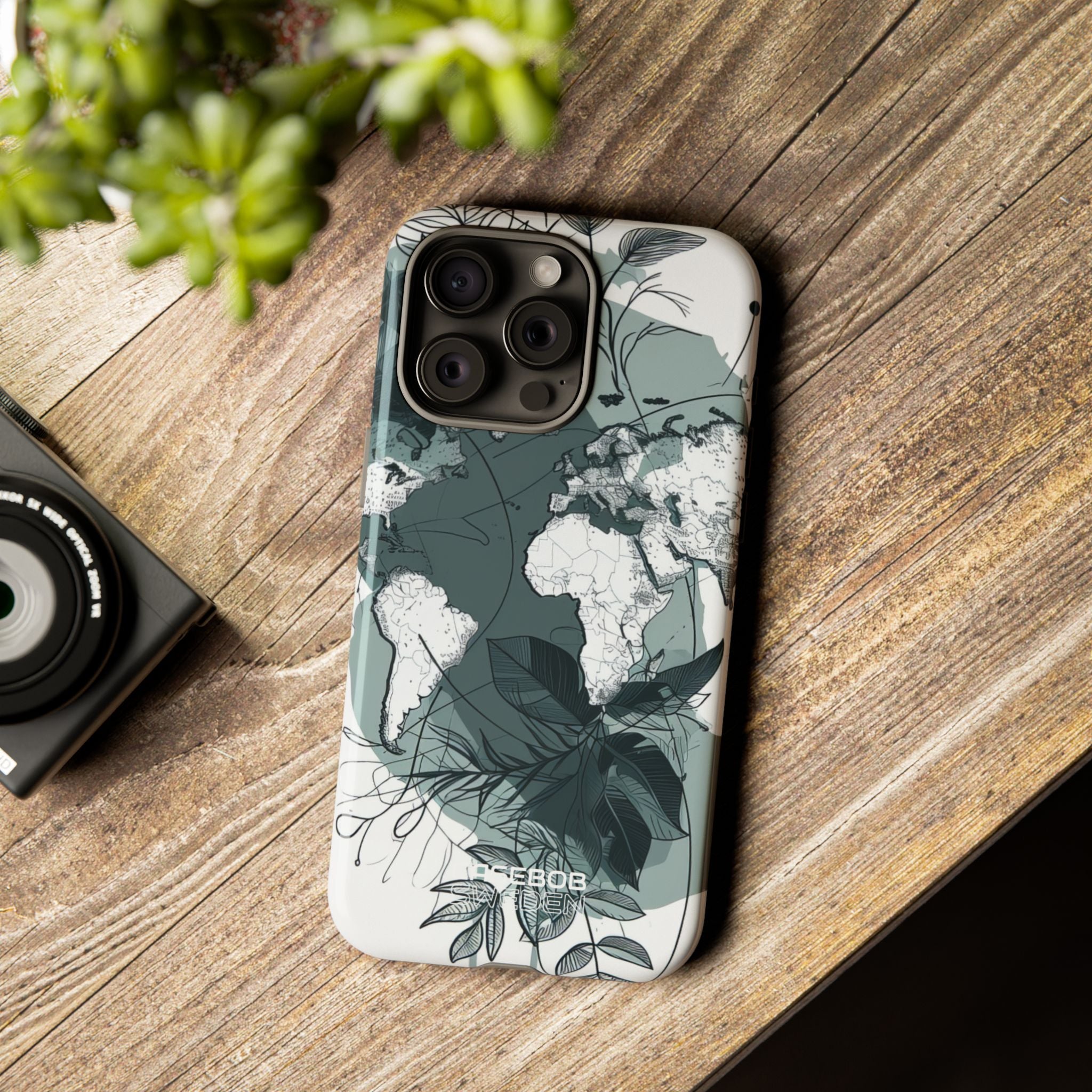 Botanische Weltkarte iPhone 15 – Robust