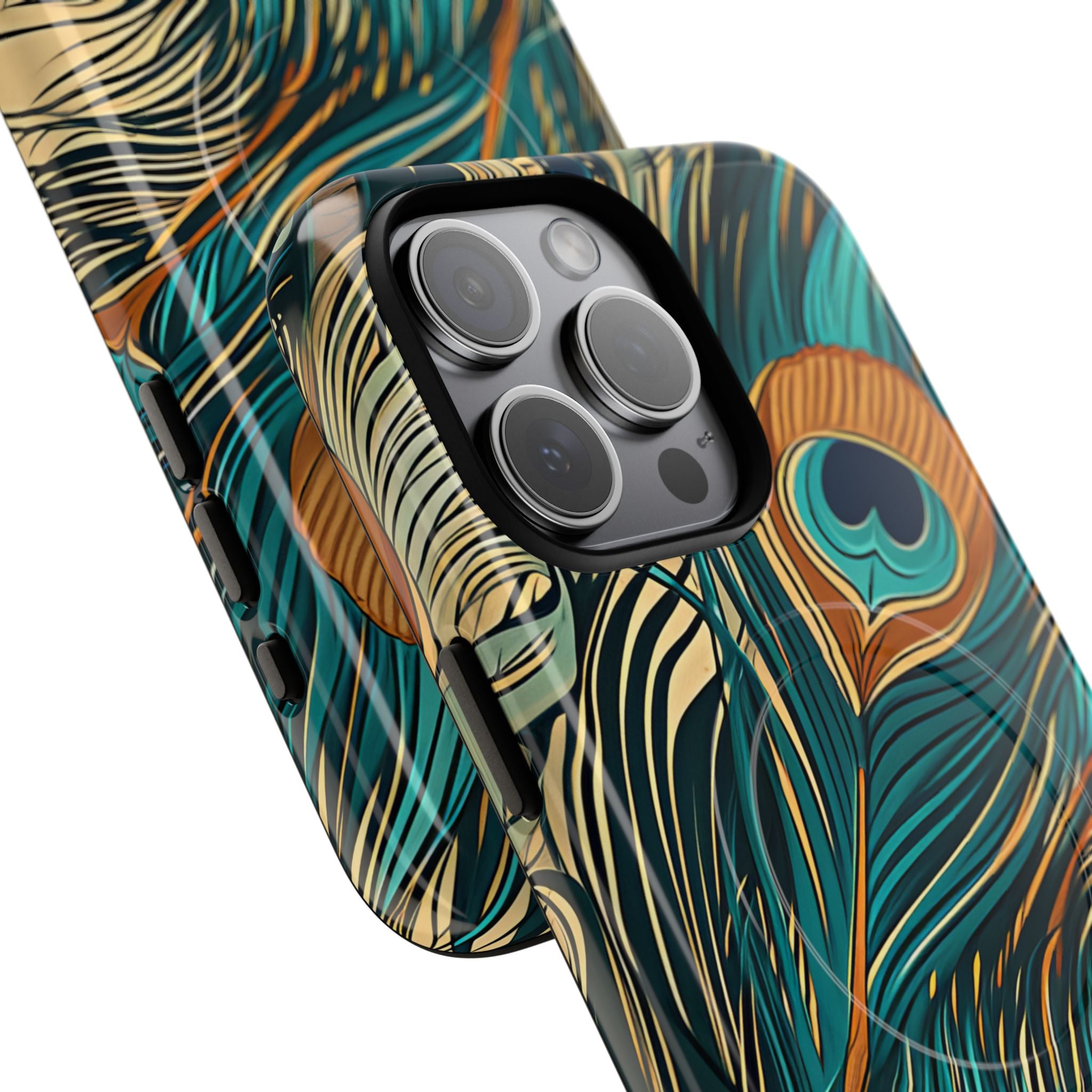 Peacock Feather Whirl iPhone 15 - Tough+