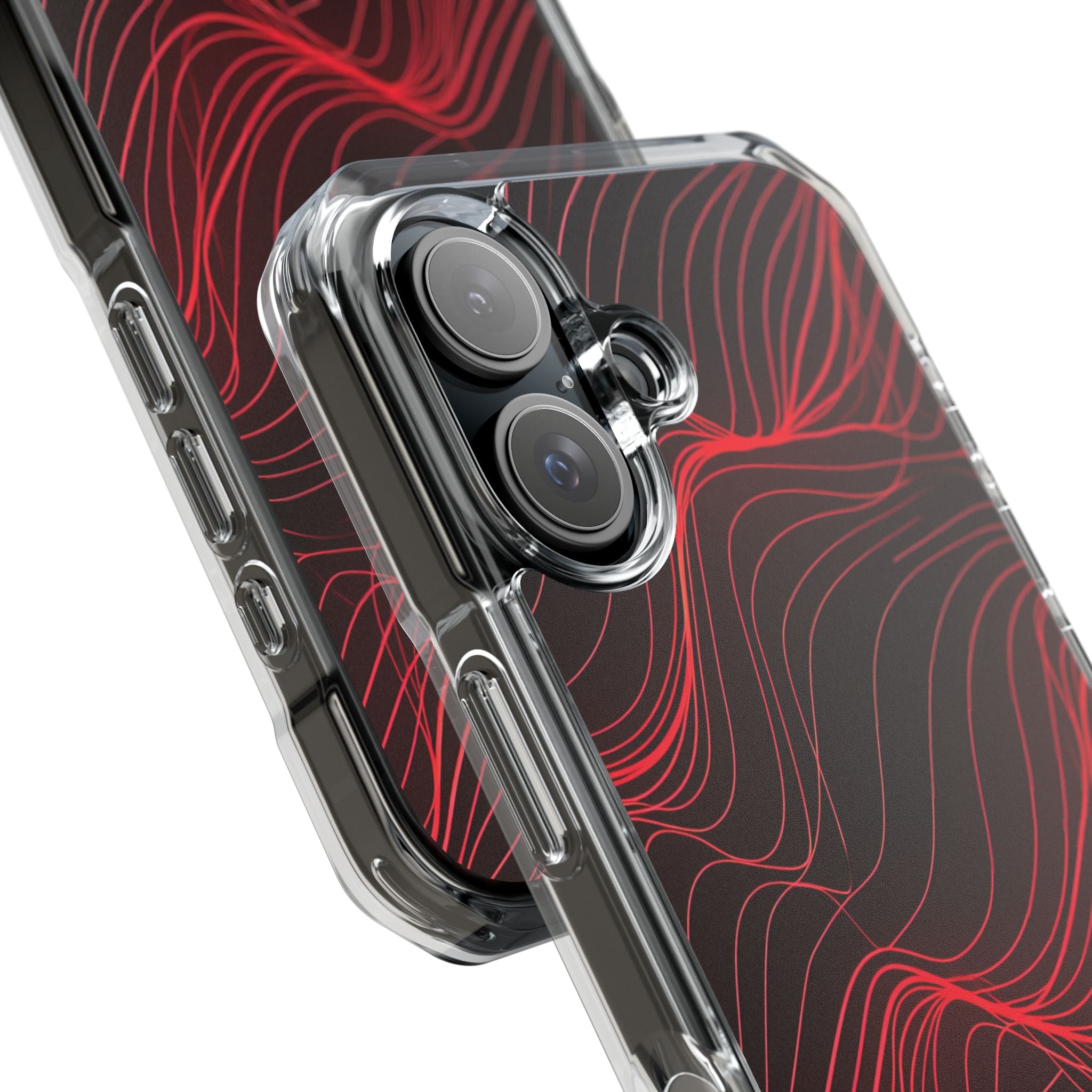 Crimson Waveform Flow iPhone 16 - Impact Clear+