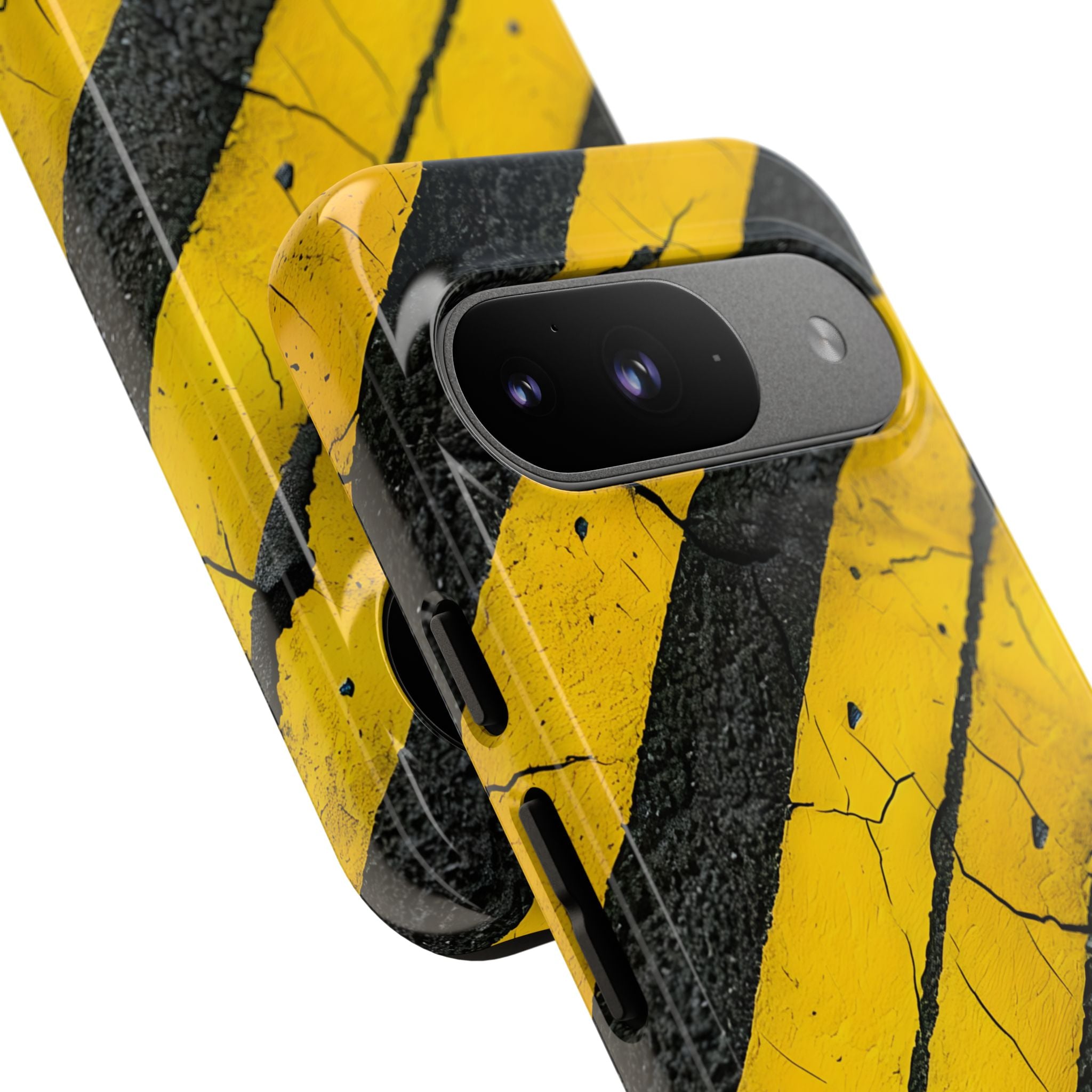 Yellow Stripe Distress Google Pixel 9 Case - Tough
