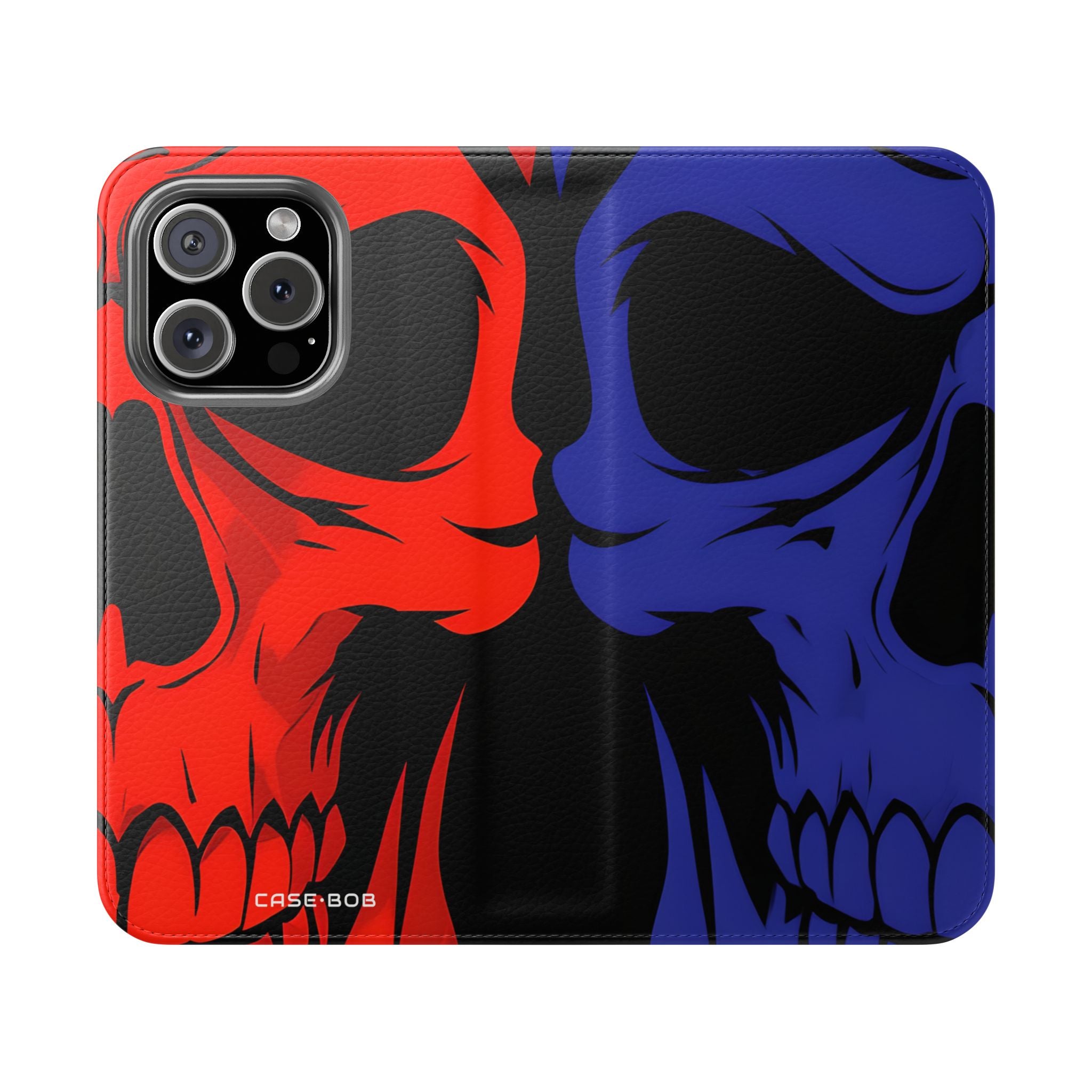 Dual Skulls RedBlue - iPhone 16 Pro Case - Wallet