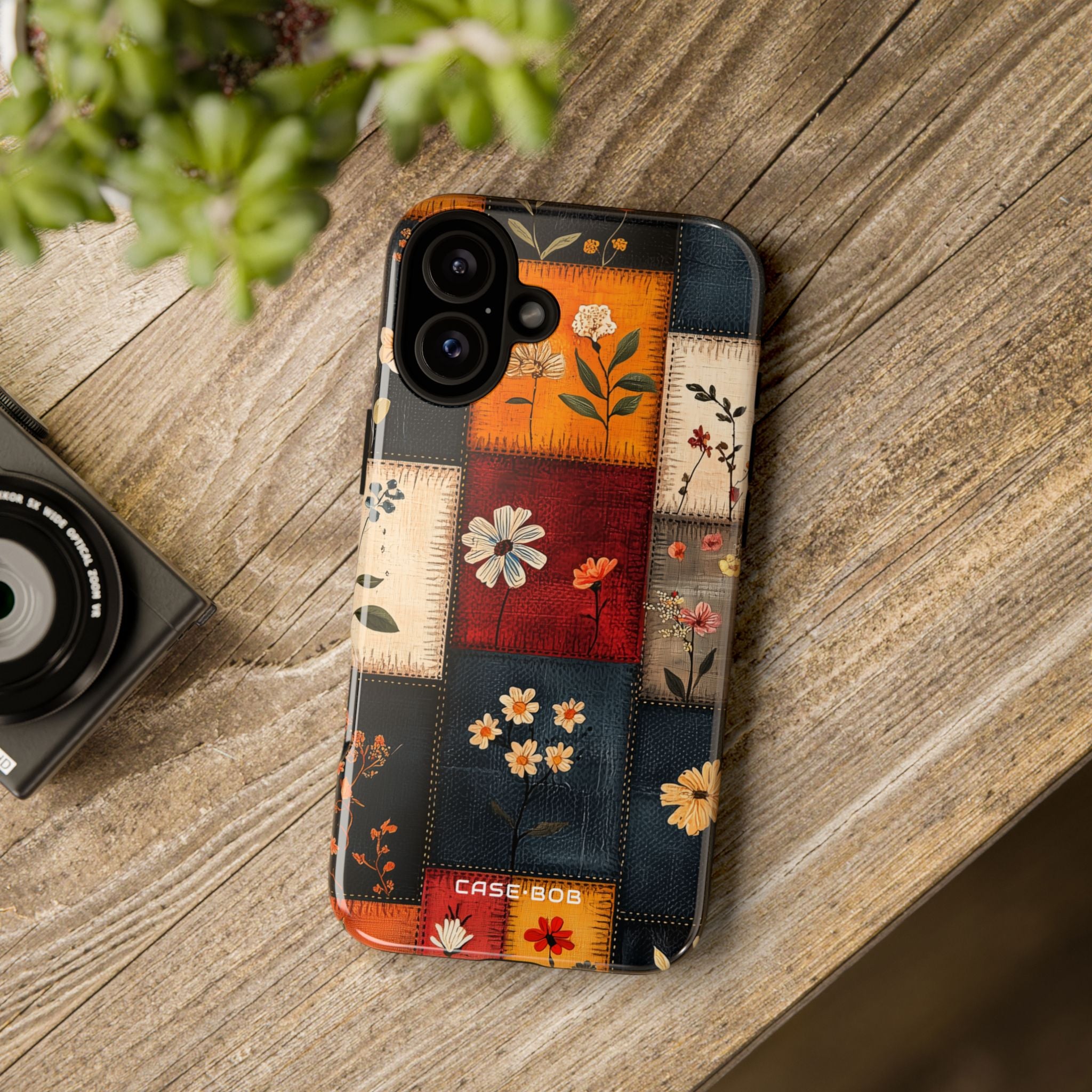 Patchwork Blossoms iPhone 16 Plus Case - Tough