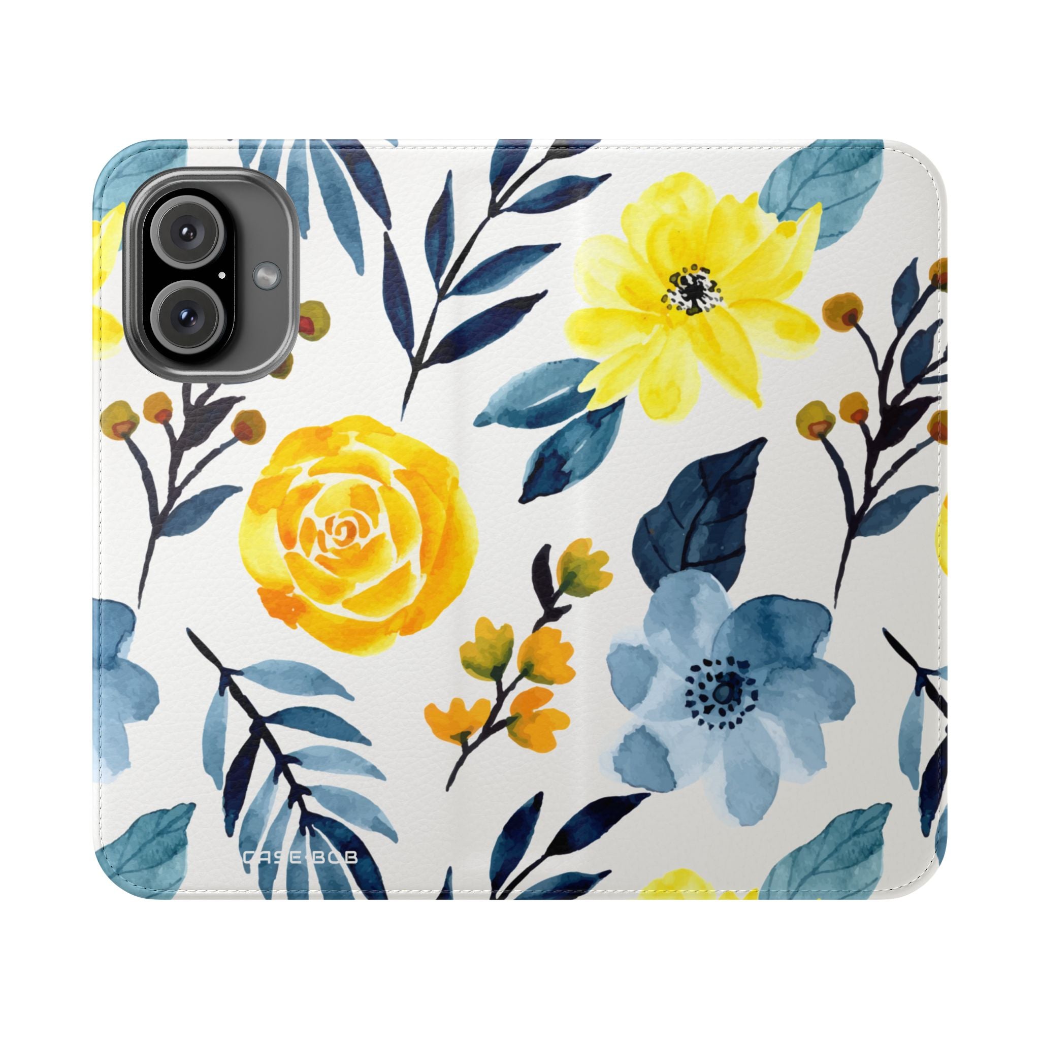 Yellow Blue Blossoms - iPhone 16 Case - Wallet