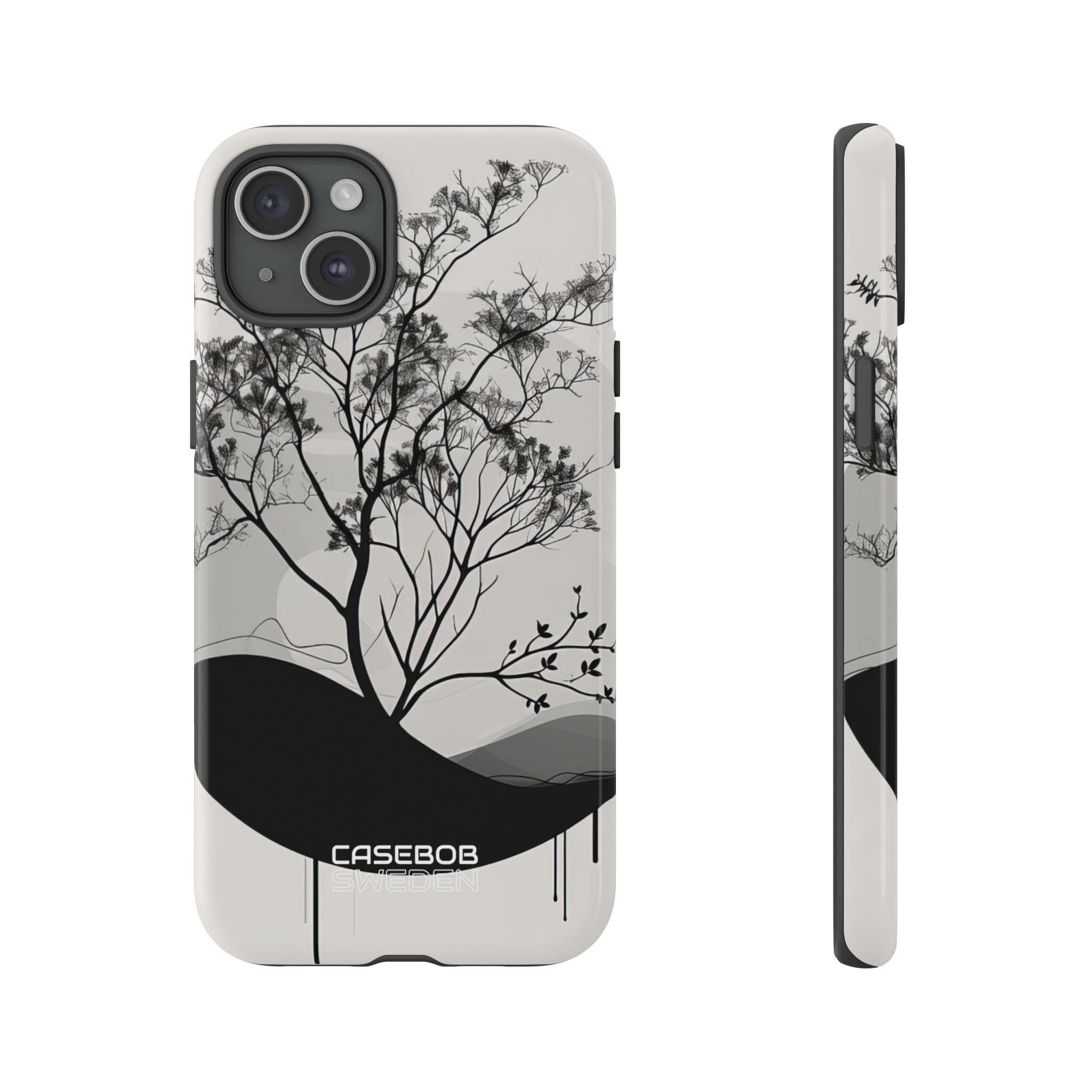 Monochrome Drip Tree iPhone 15 - Resistente