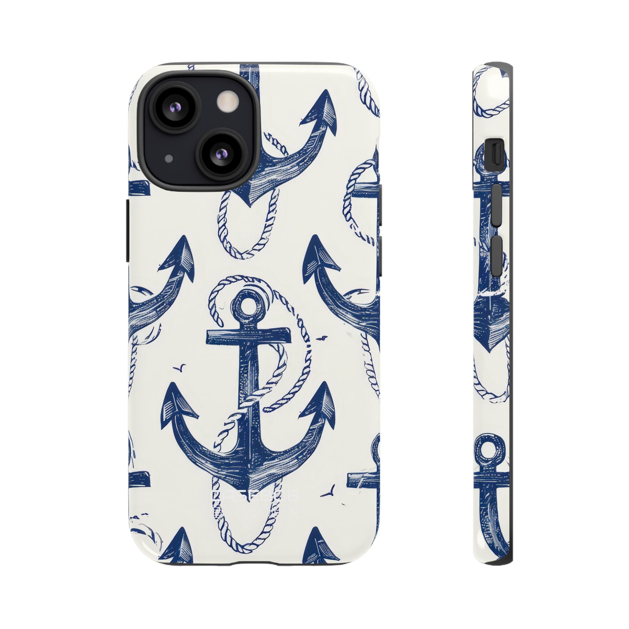 Navy Anchor Tapestry iPhone 13 - Tough