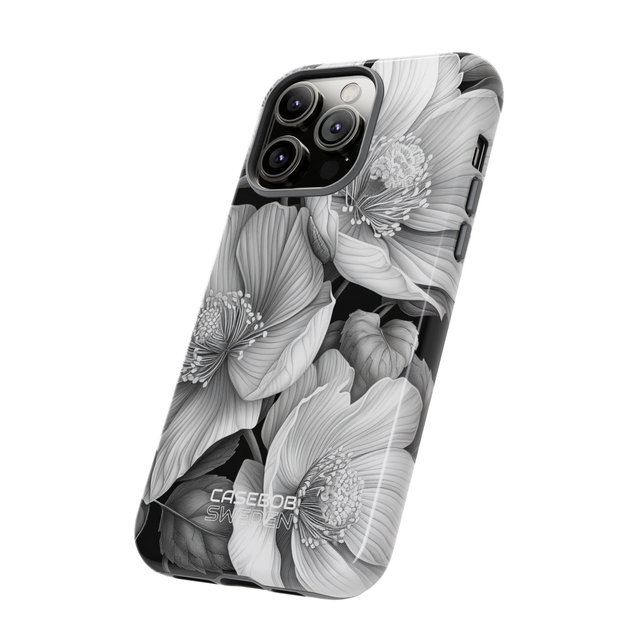 Monochrome Petal Dance iPhone 14 - Tough