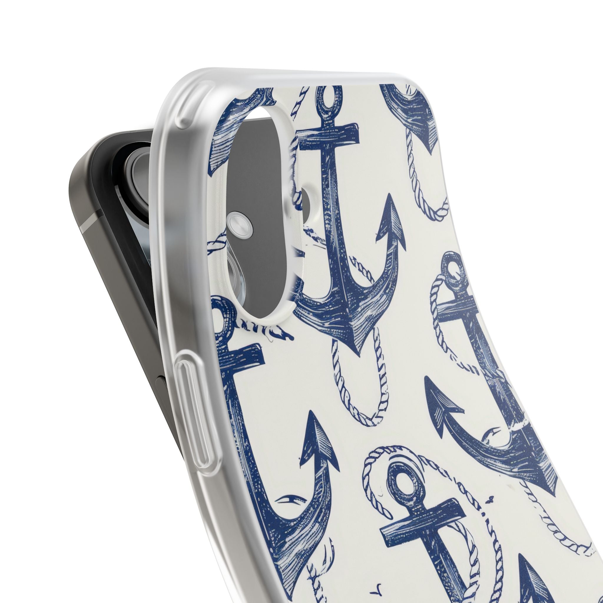 Navy Anchor Loop iPhone 16 Plus Case - Soft
