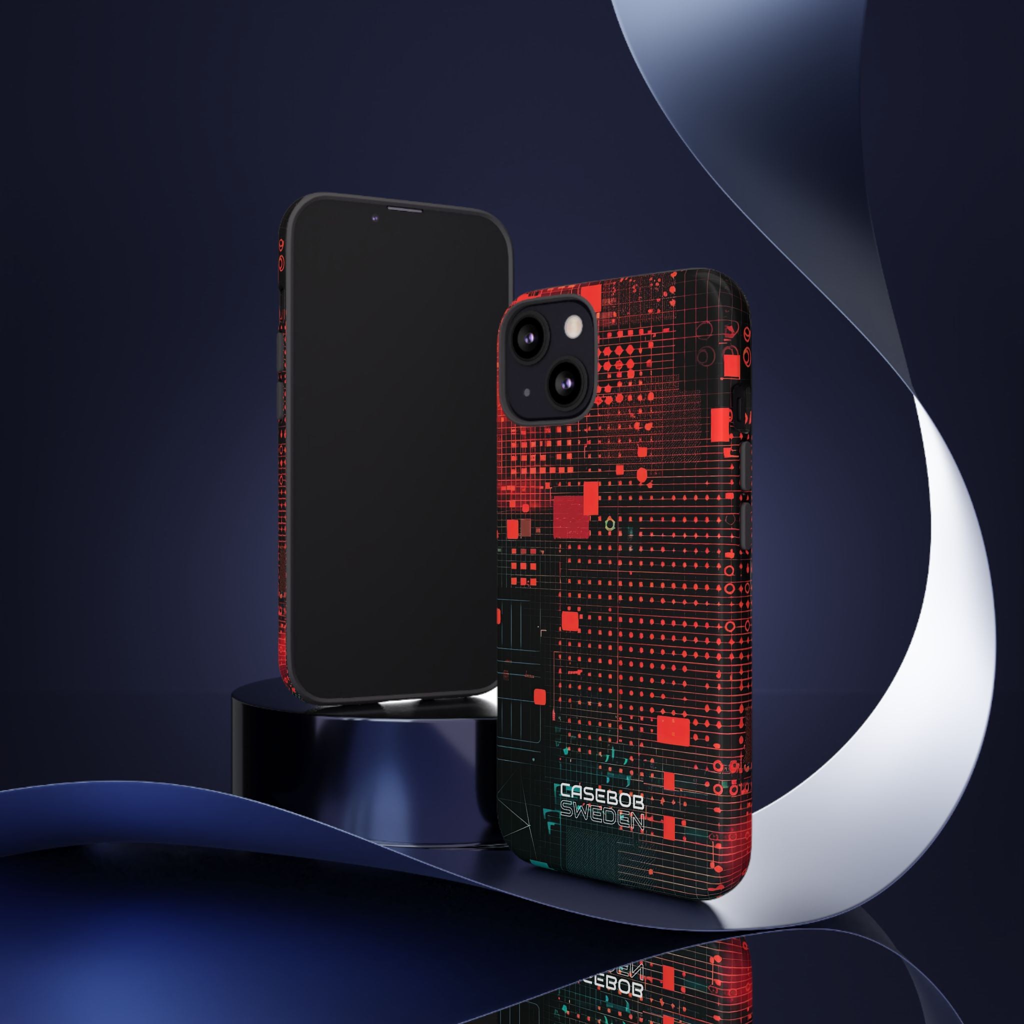 Crimson Circuit Grid iPhone 13 - Tough