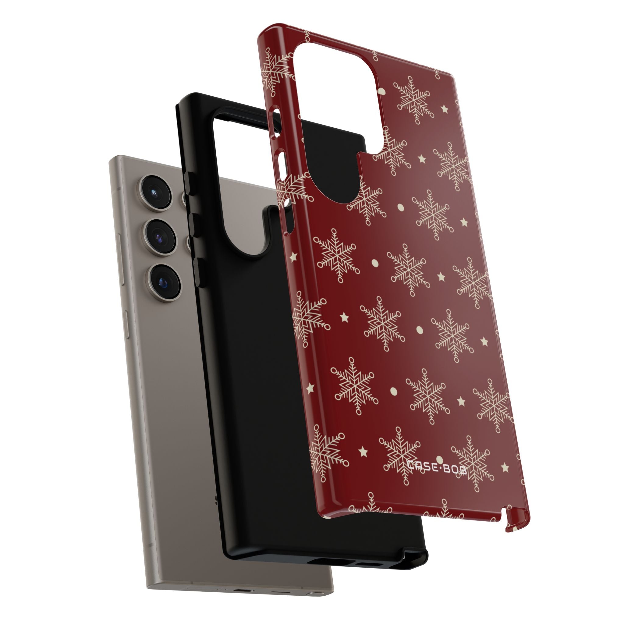 Cream Snowflake Crimson Samsung S24 Ultra Case - Tough