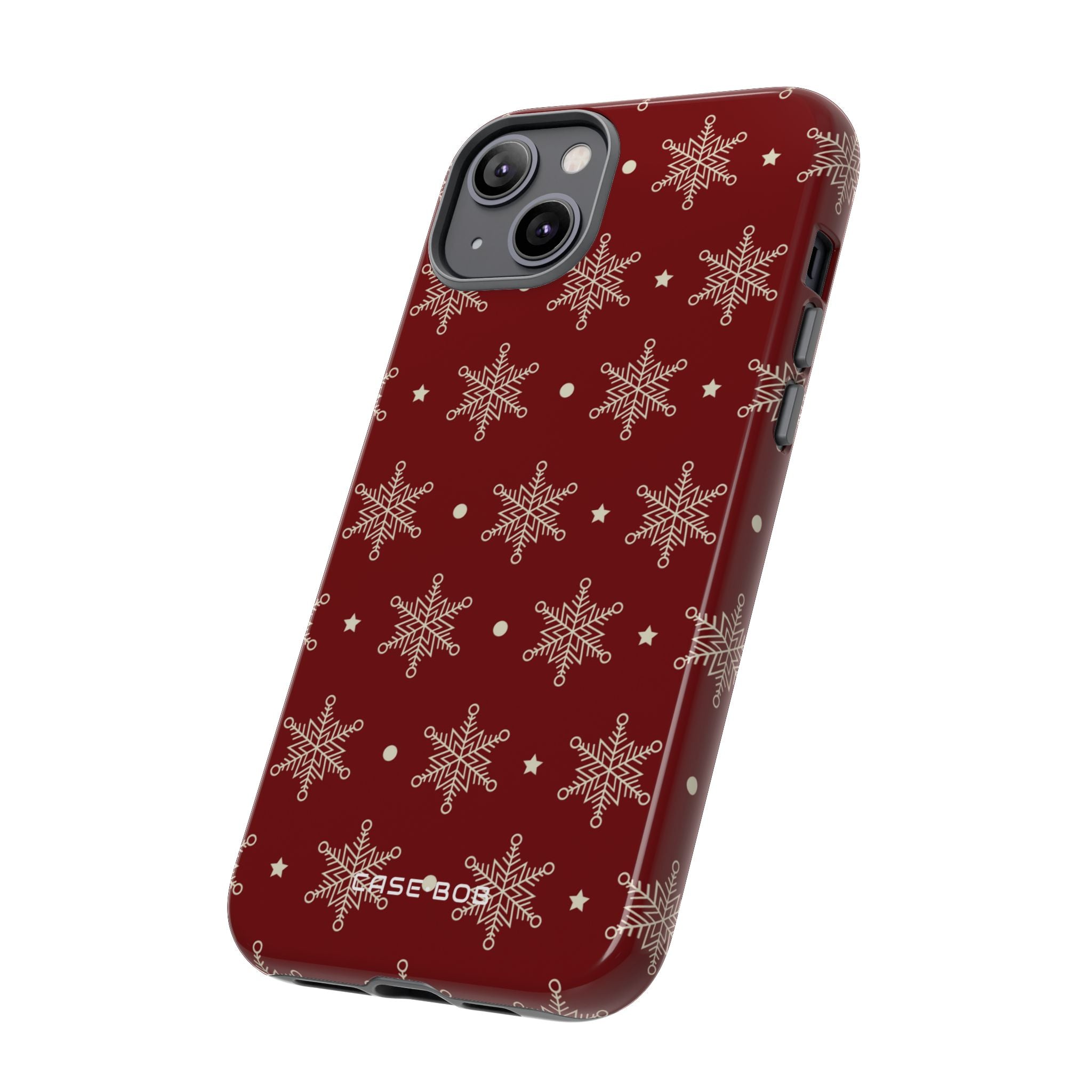 Cream Snowflake Crimson iPhone 14 Plus Case - Tough