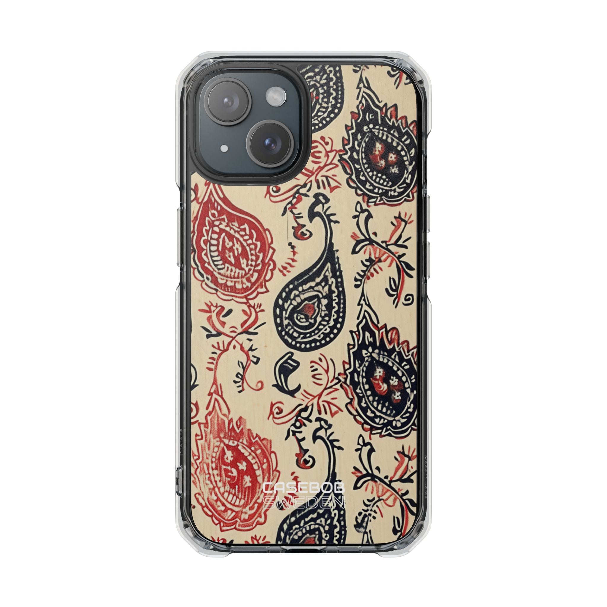 Navy Paisley Swirl iPhone 15 - Impact Clear+