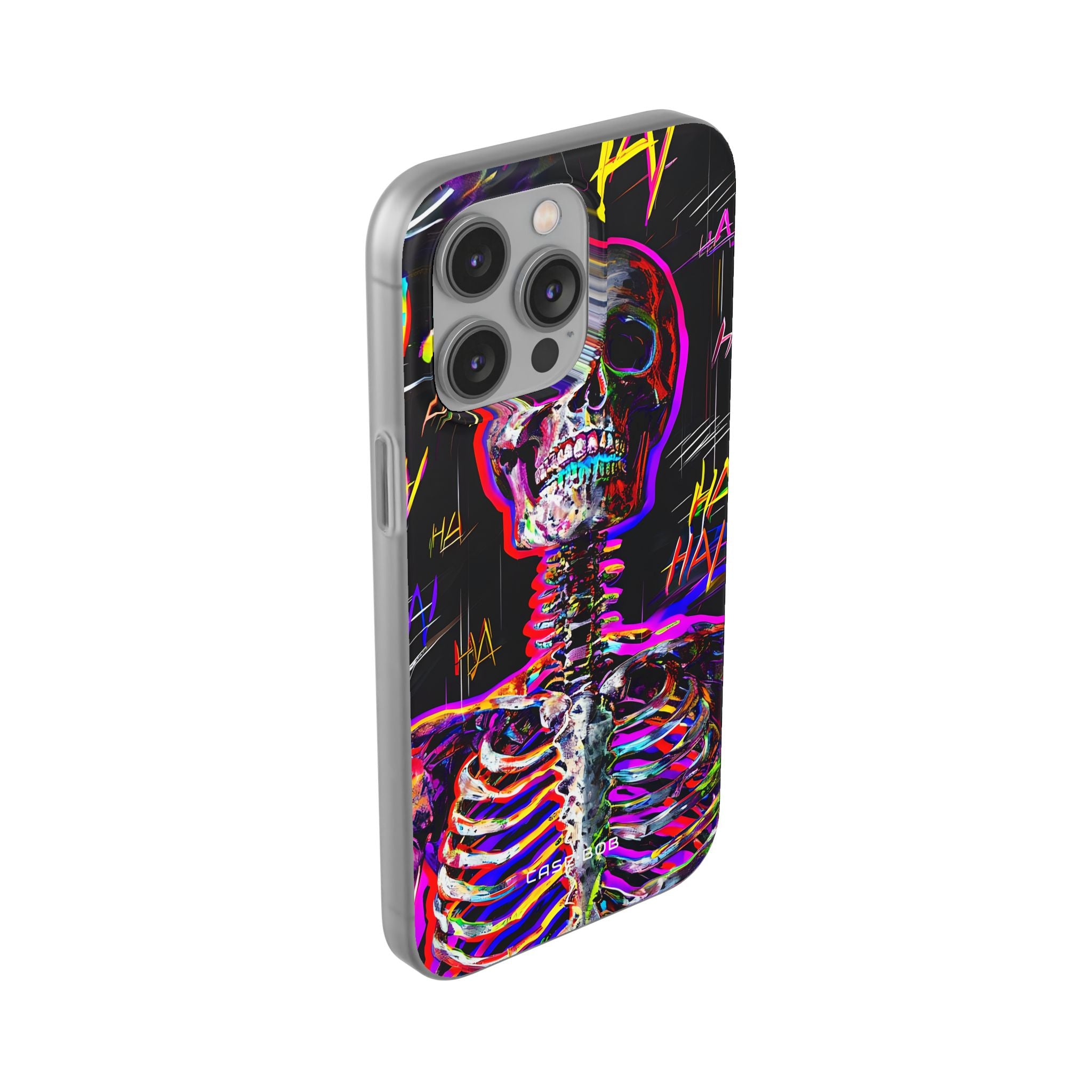 Neon Skeleton Laugh iPhone 14 Pro Max Case - Soft