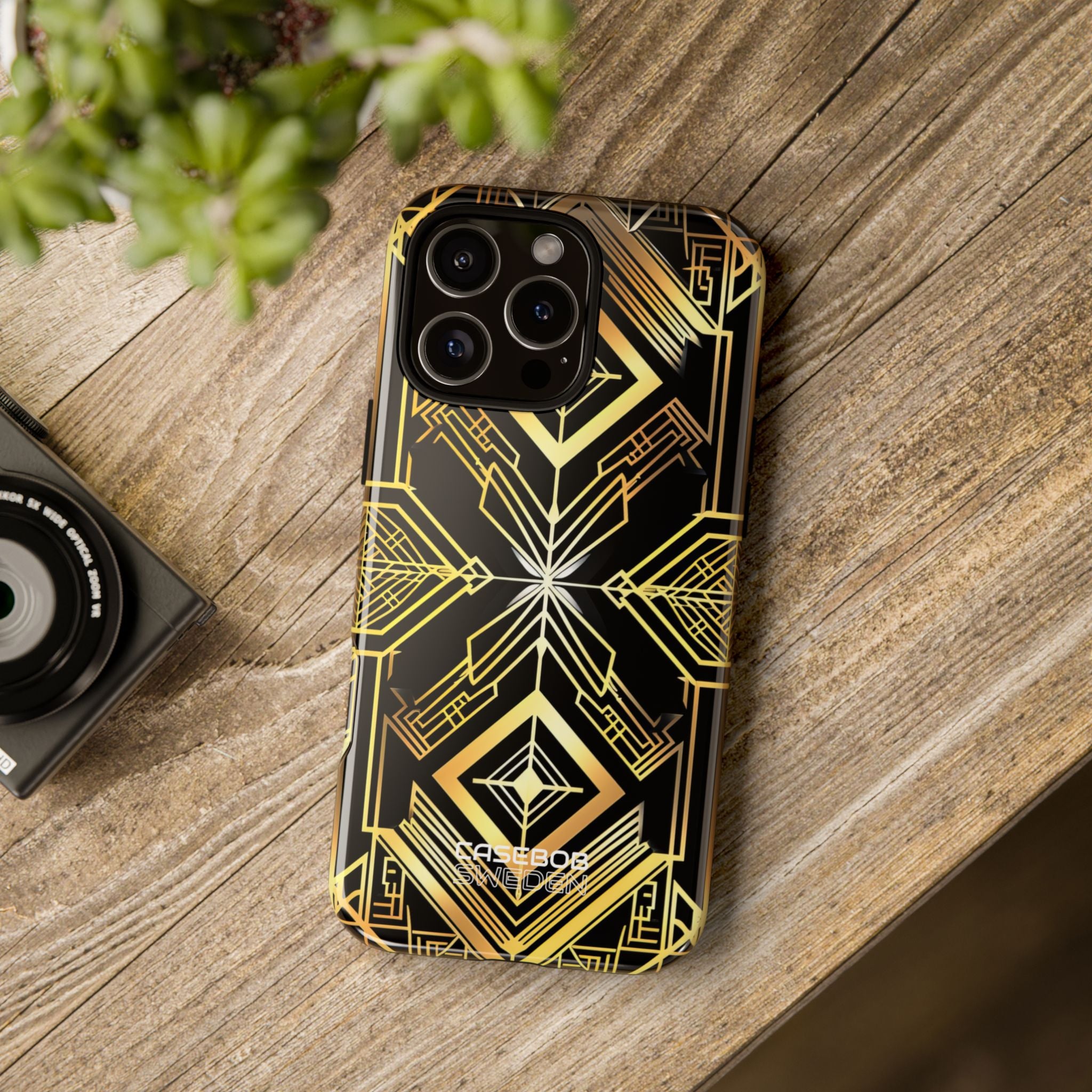 Golden Geometric Symphony iPhone 16 - Tough