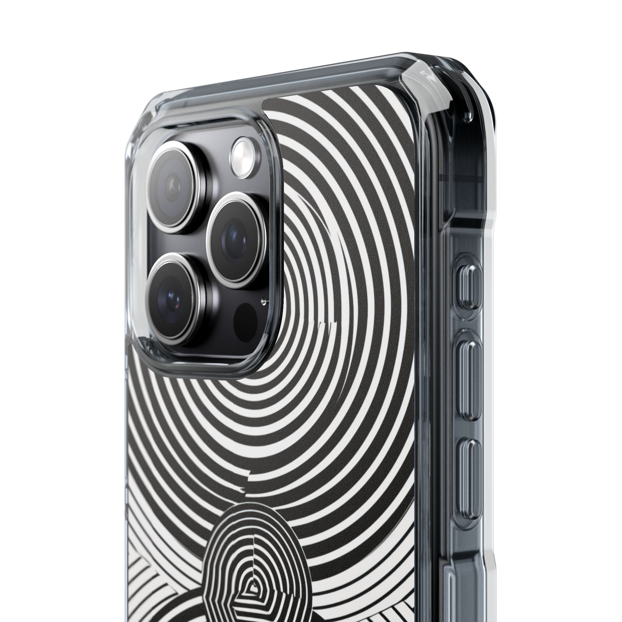 Monochrome Spiral Motion iPhone 15 - Impact Clear+