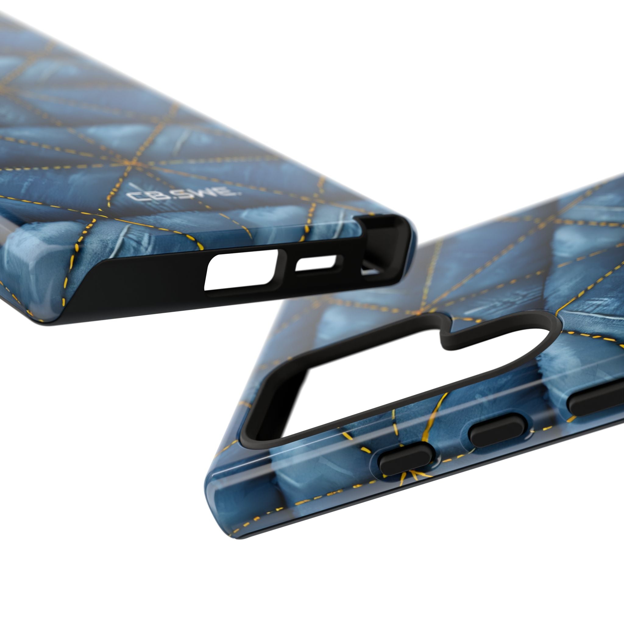 Blue Denim Quilted Yellow Stitching Seamless Samsung S24 - Tough